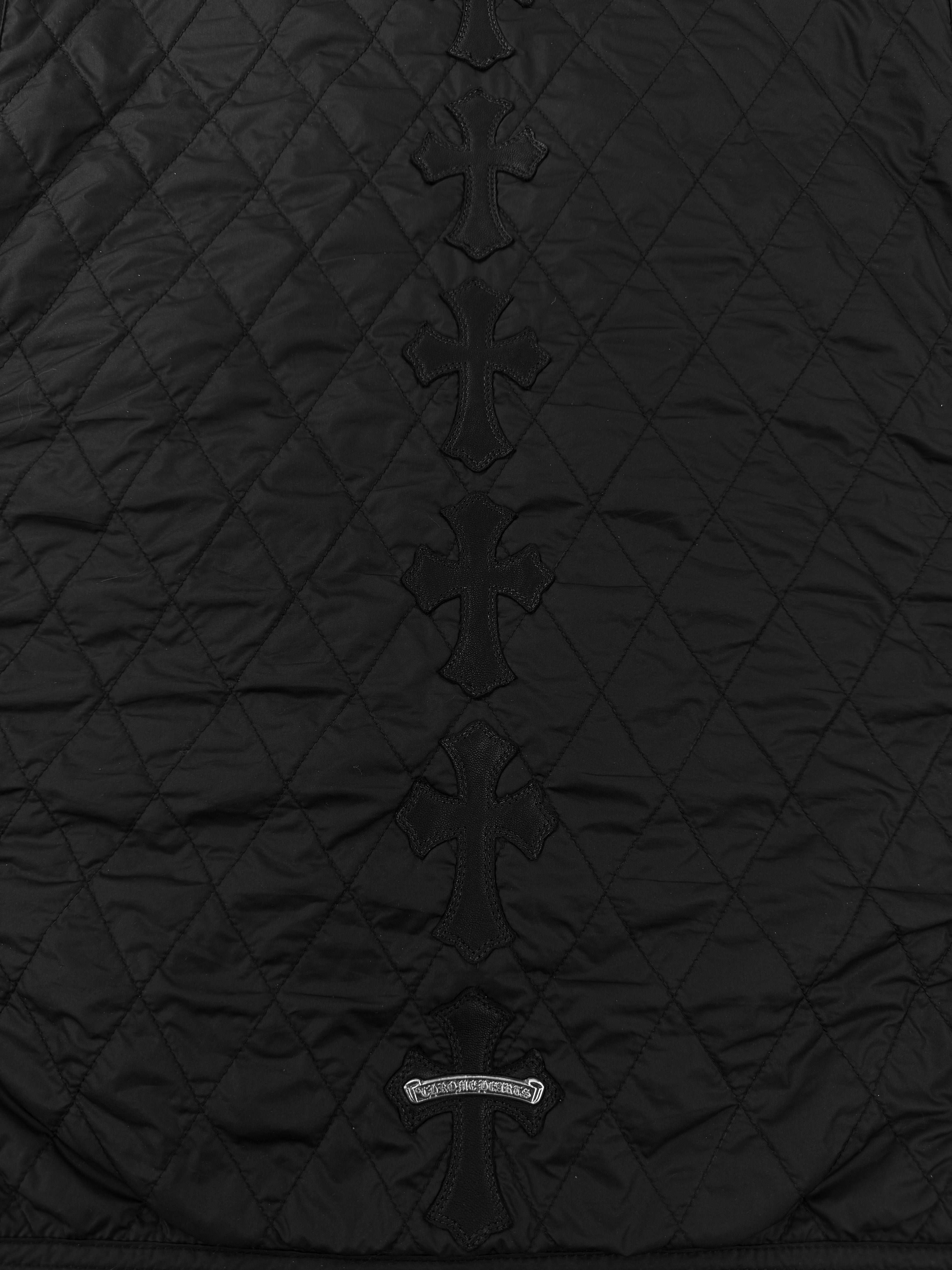 Chrome Hearts Spine Leather Cross Patch Black Dagger Zip Papa’s Vest