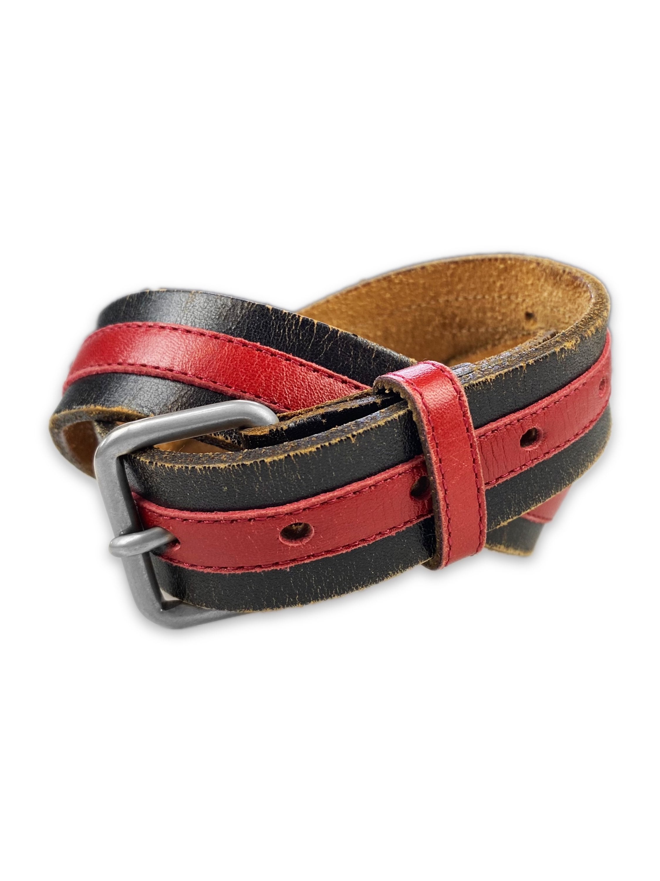 00s Comme Des Garçons Homme Striped Silver Buckle Leather Belt
