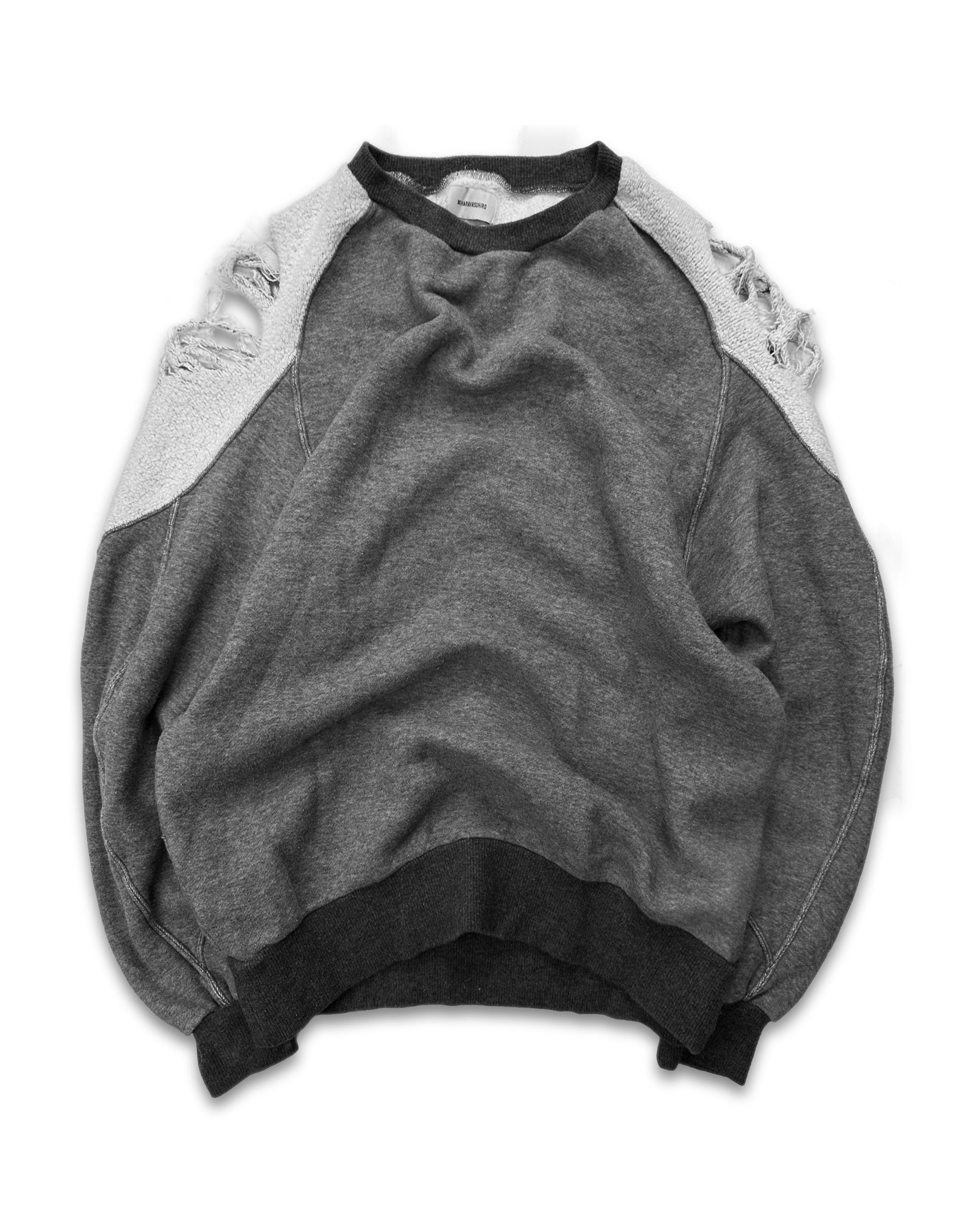 00s Mihara Yasuhiro Distressed Two Tone Fleece Crewneck