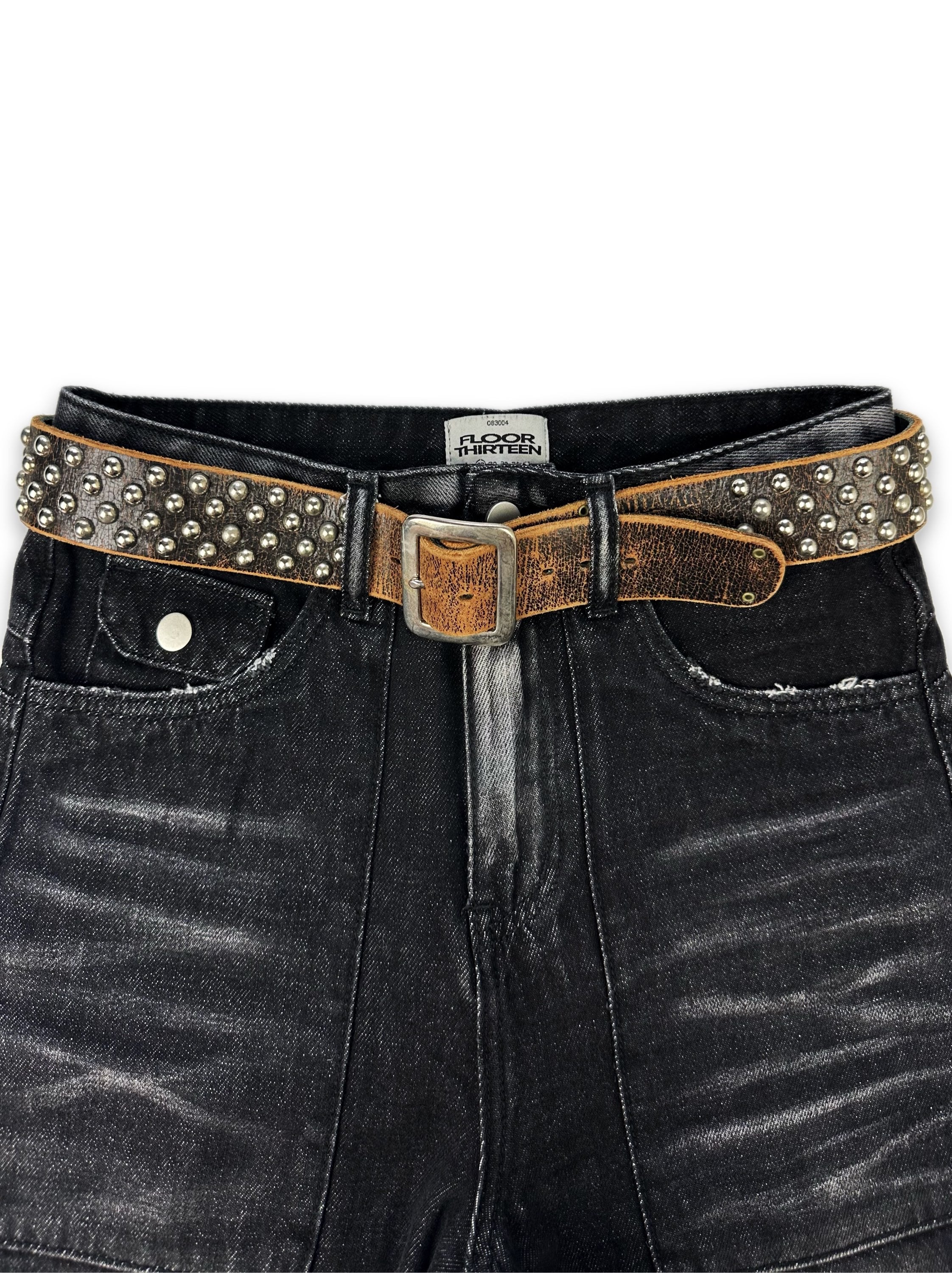 00s Hysteric Glamour Brown Leather Studded Belt