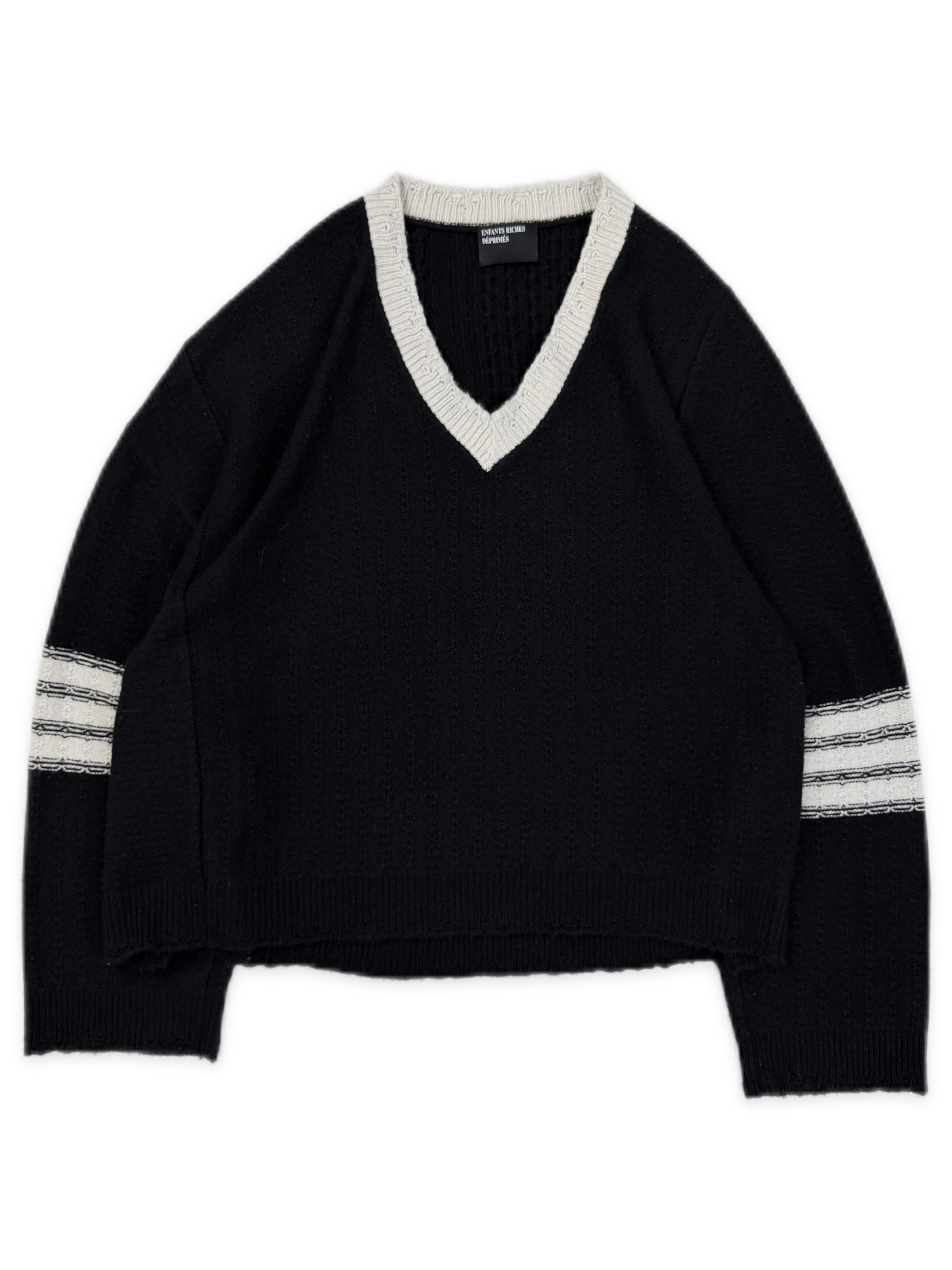 Enfants Riches Deprimes Loro Piana Asymmetric Striped Knit Sweater