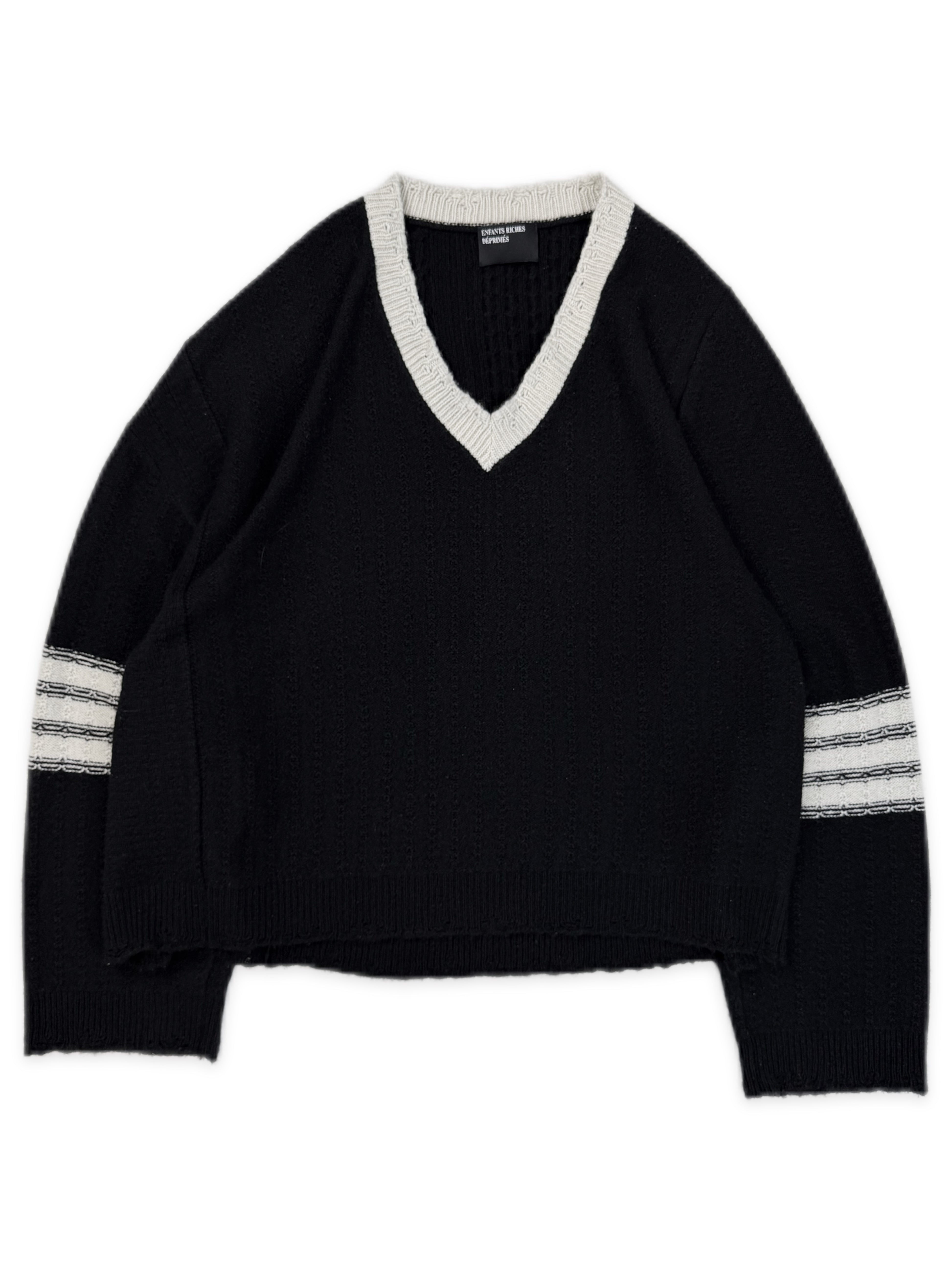 Enfants Riches Deprimes Loro Piana Asymmetric Striped Knit Sweater