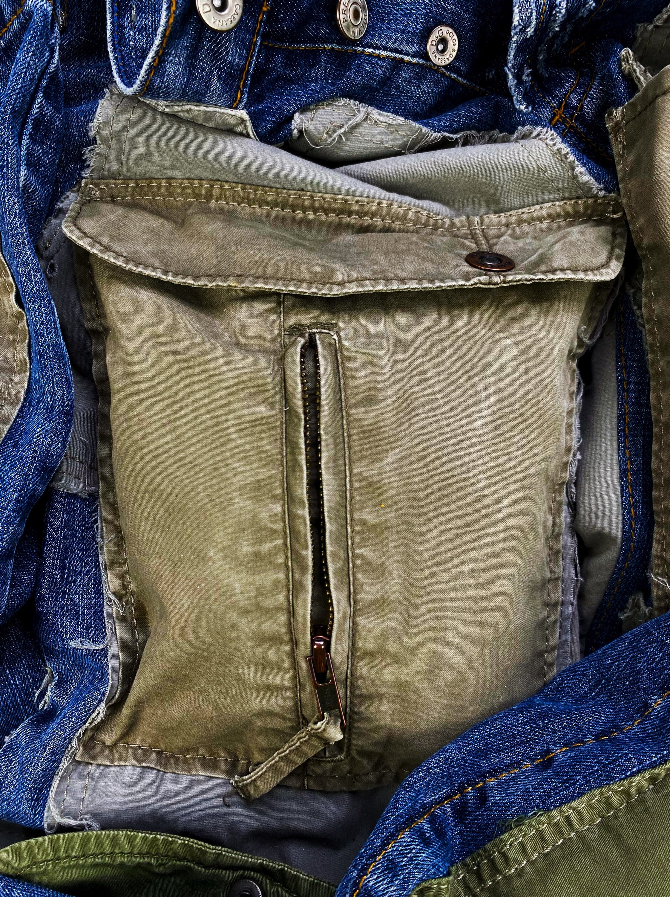 00s Dolce &amp; Gabbana 3D Multi Pocket Tonal Cargo Denim