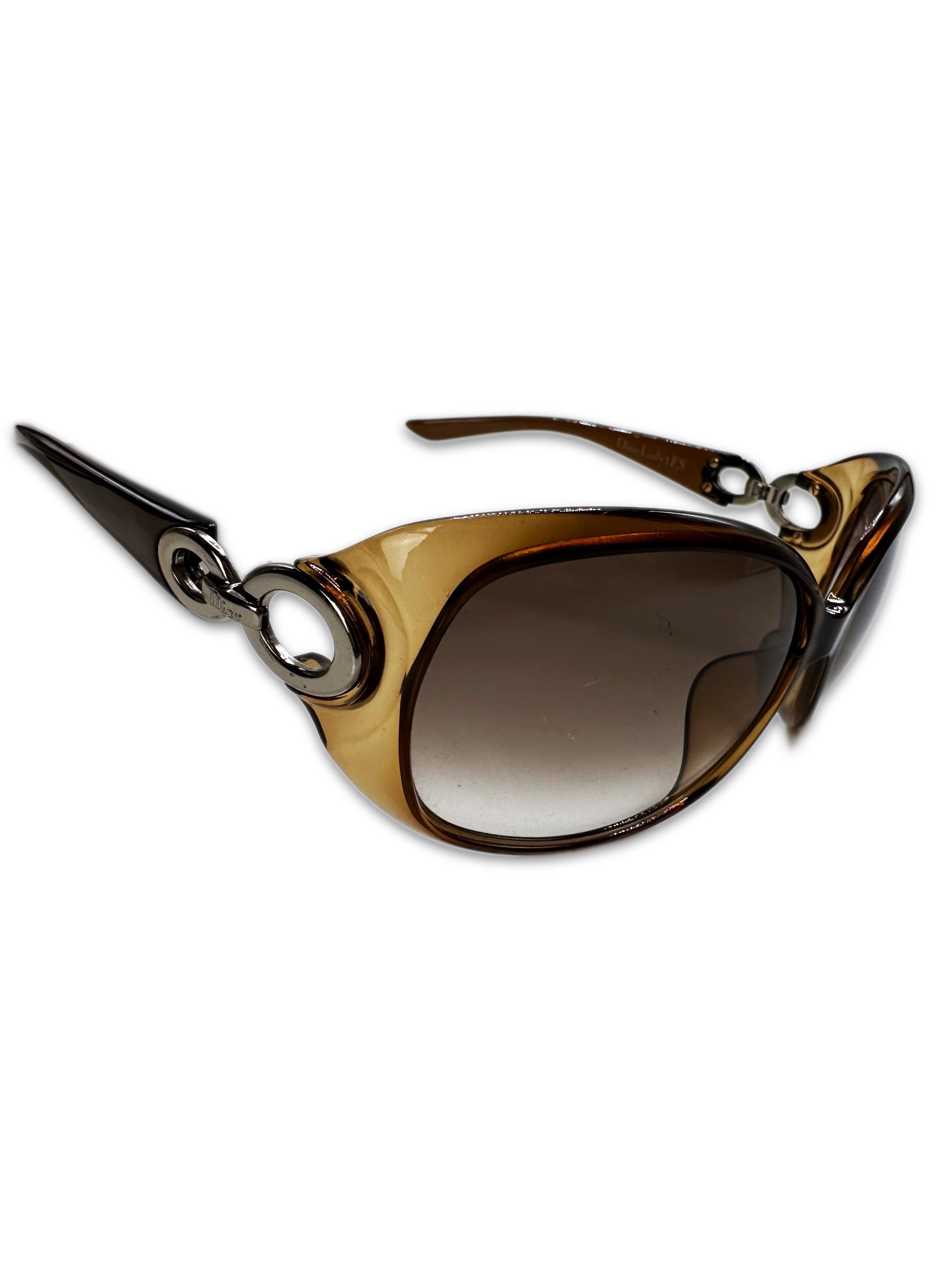 00s Dior Rounded Frame Ombré Metallic Sunglasses