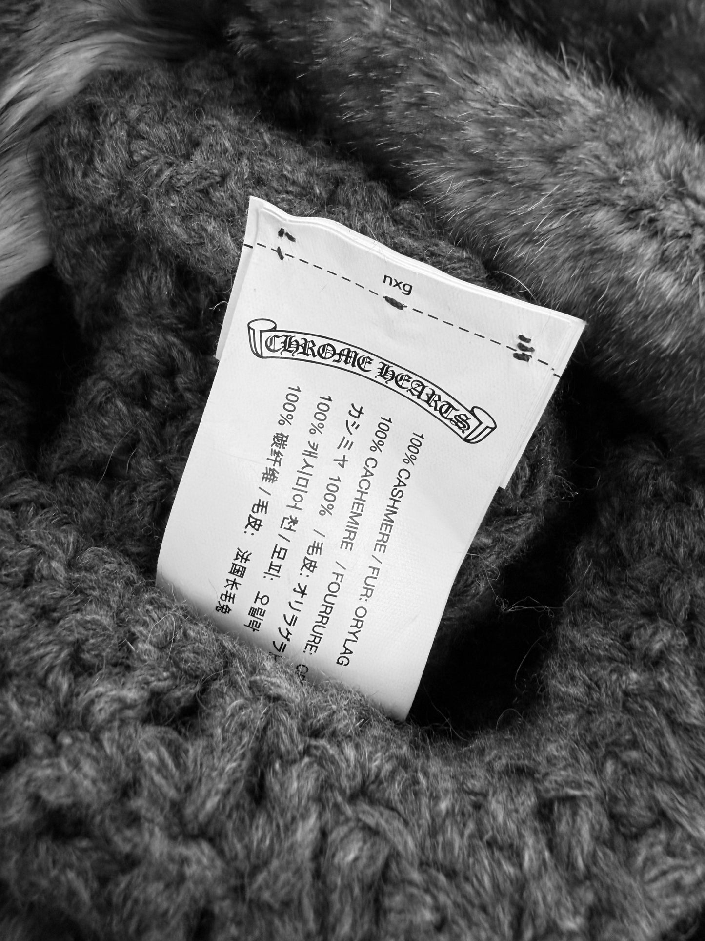 Chrome Hearts Chinchilla Fur Cashmere Grey Knitted .925 Beanie
