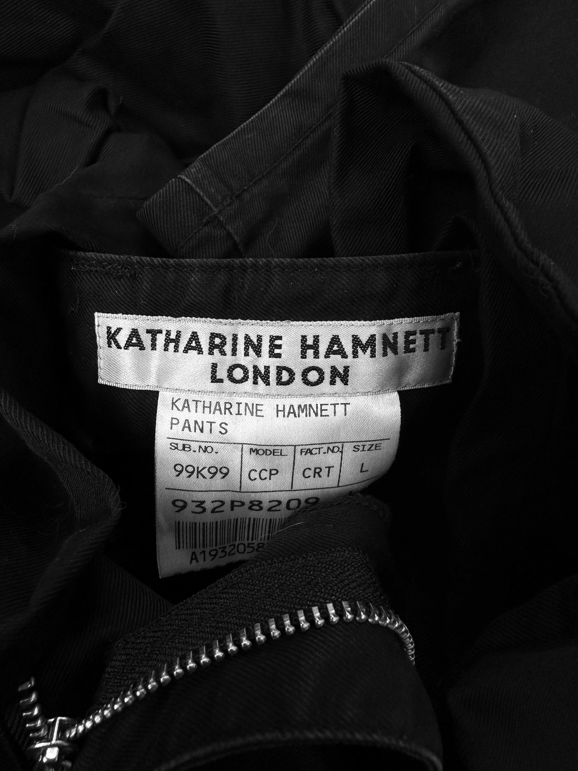 Katharine Hamnett Black D-Ring Flared Cargo Pants