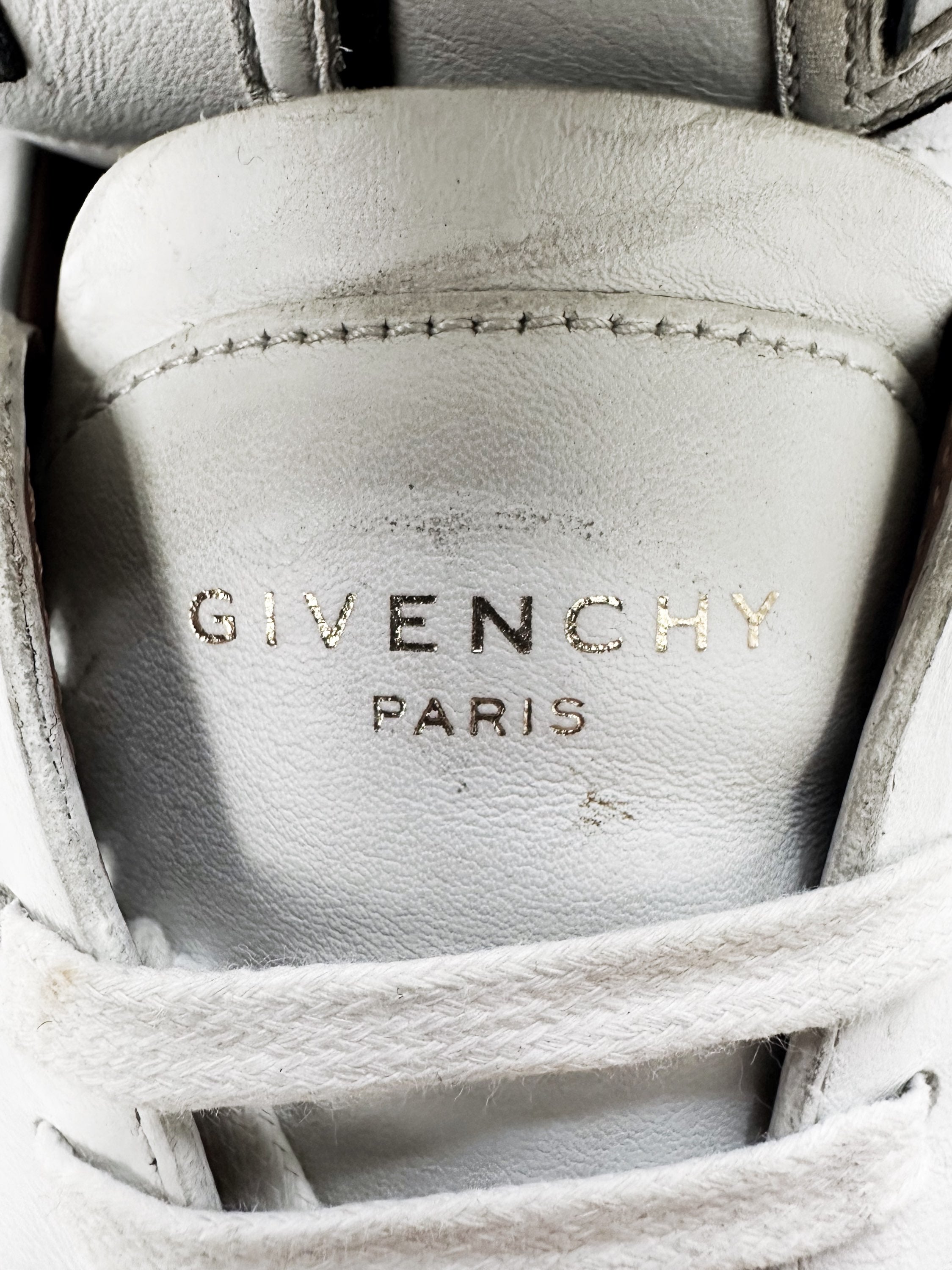 Givenchy Paris White Leather ‘Spell Out’ Logo Sneakers