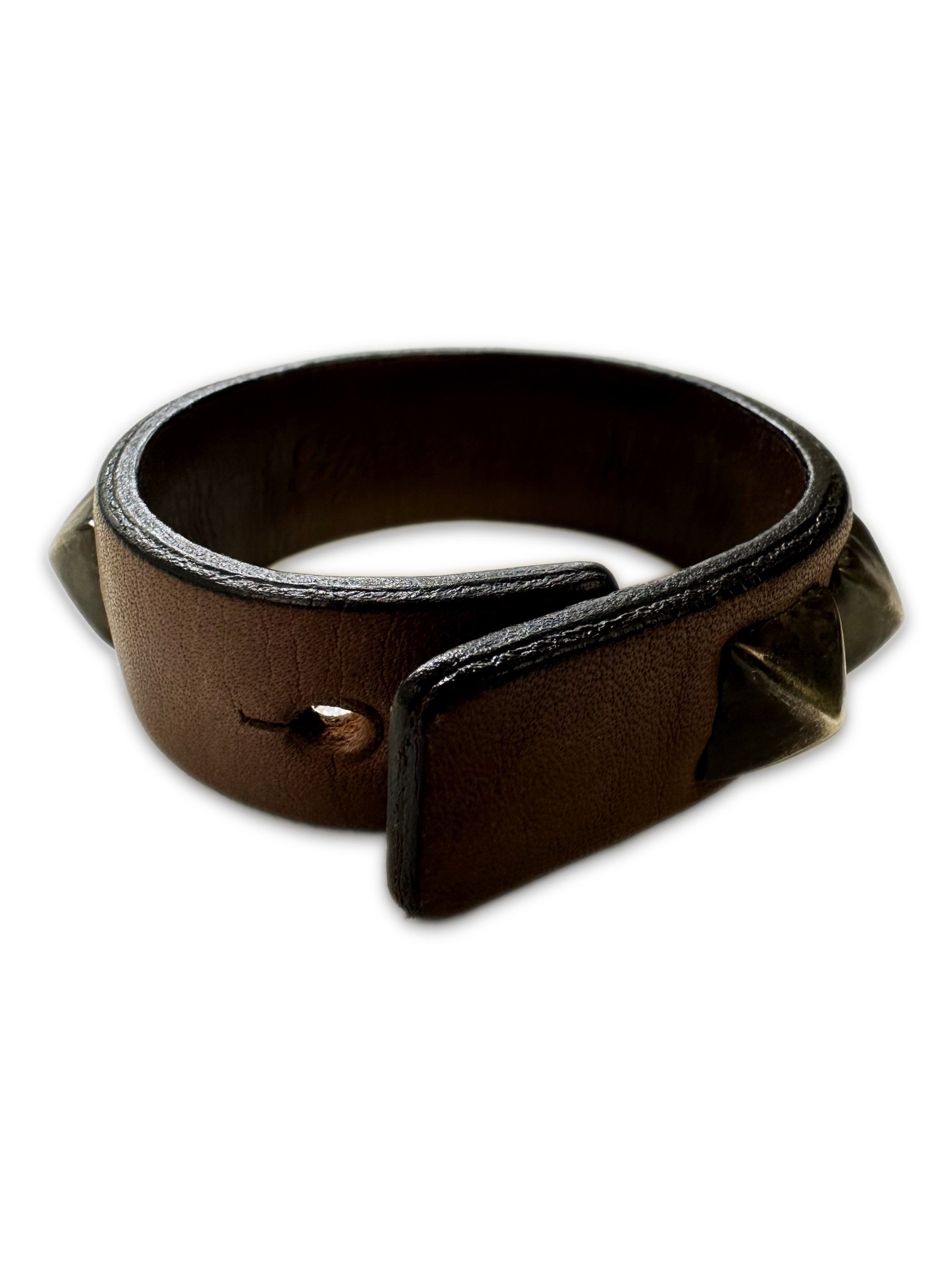 00s Hysteric Glamour ‘Studded’ Brown Leather Bracelet