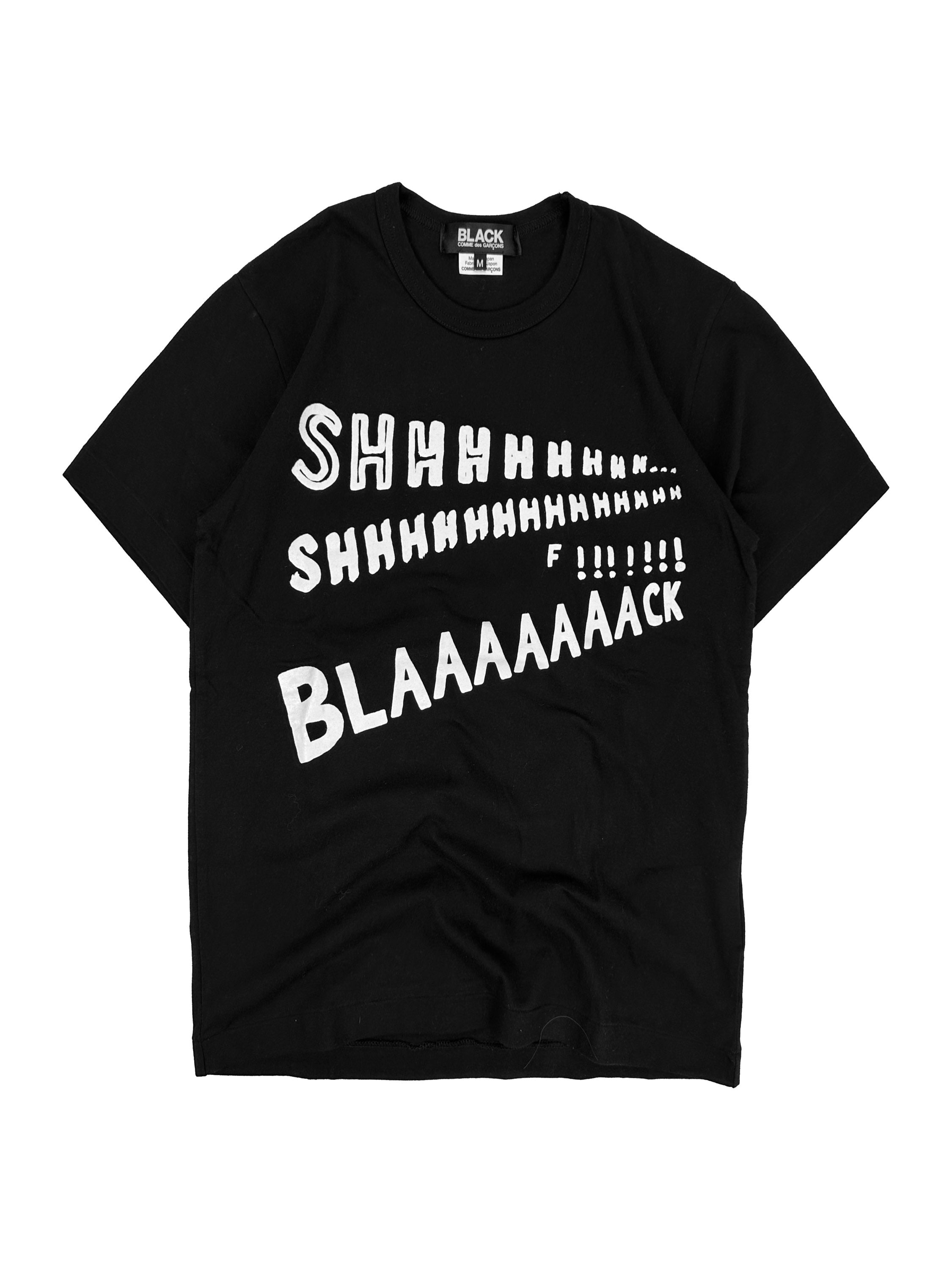 00s Comme des Garçons ‘Shhh…’ Black Slogan T-Shirt