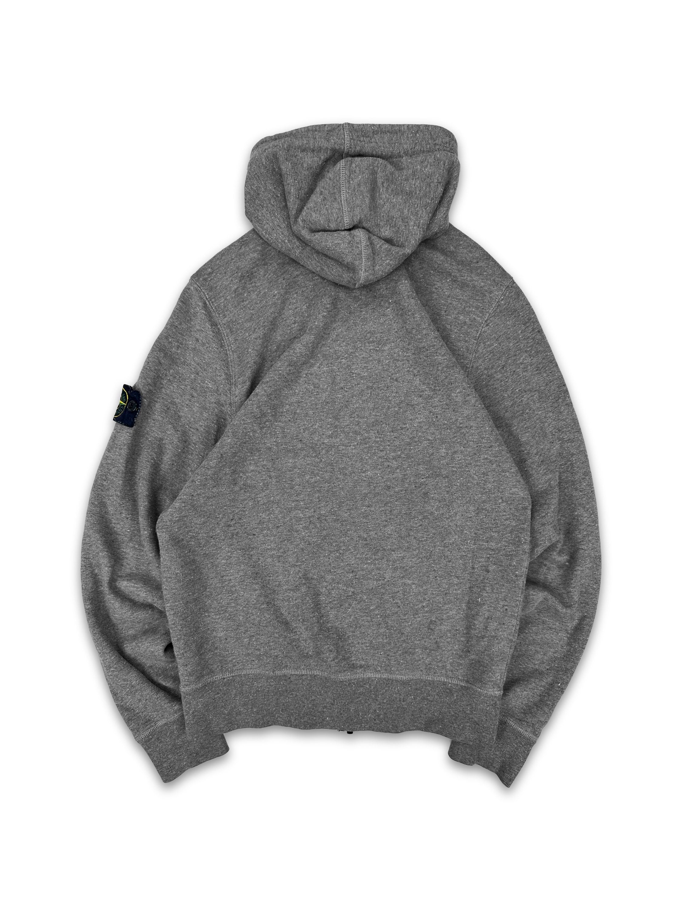 00s Stone Island ‘Compass’ Patch Full-zip Grey Hoodie