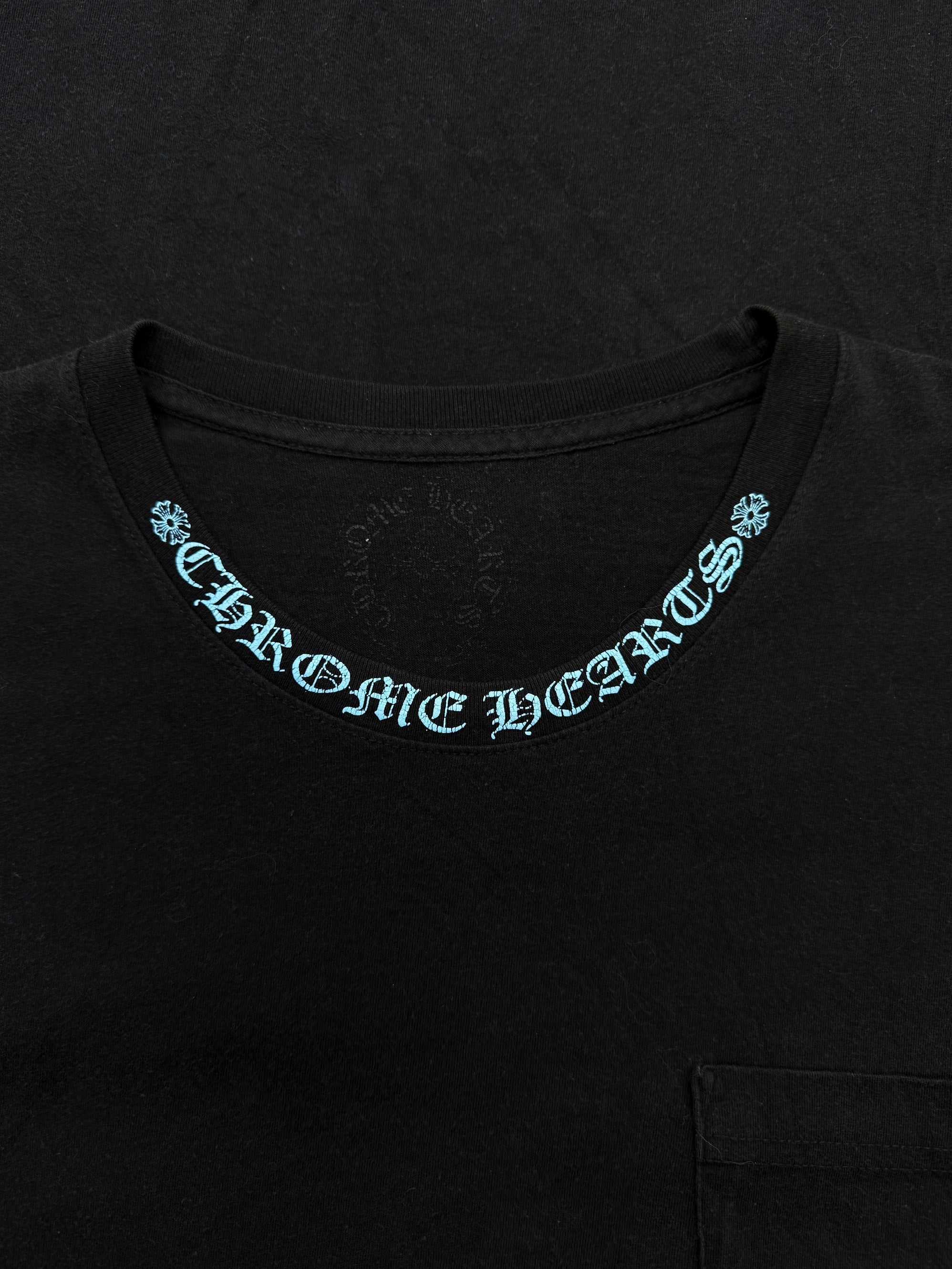 Chrome Hearts Collar Logo Ringer Spell Out Black T-Shirt