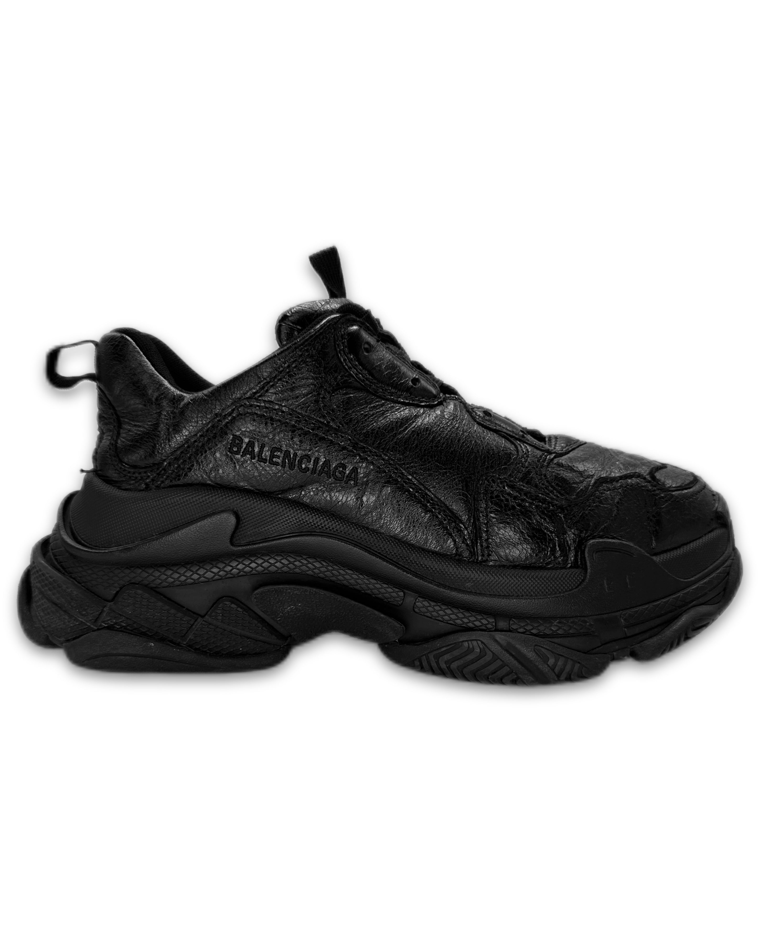 Balenciaga Black ‘Triple S’ Chunky Patent Leather Sneakers