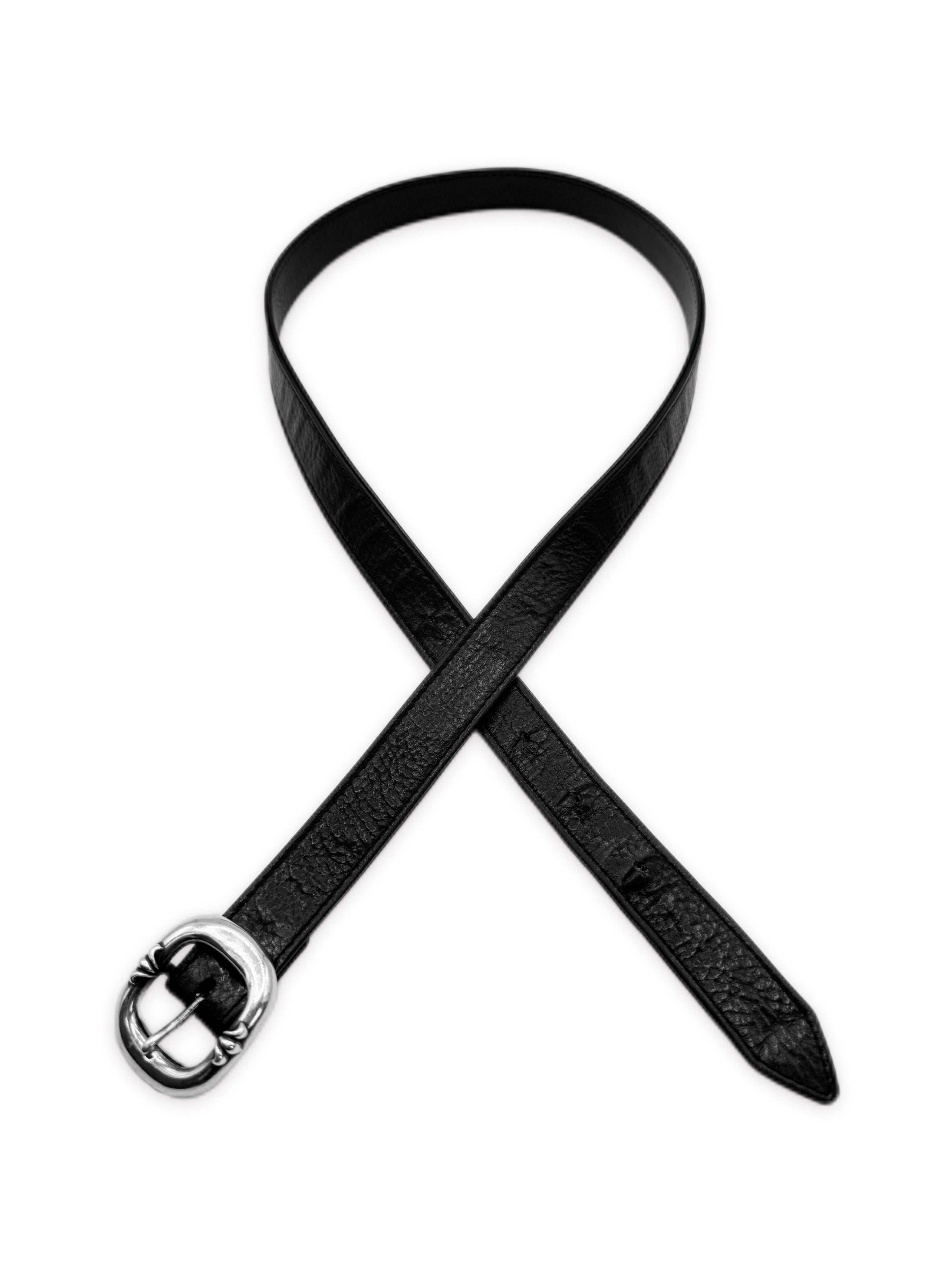 Chrome Hearts 1 inch Gunslinger .925 Silver Black Leather Belt