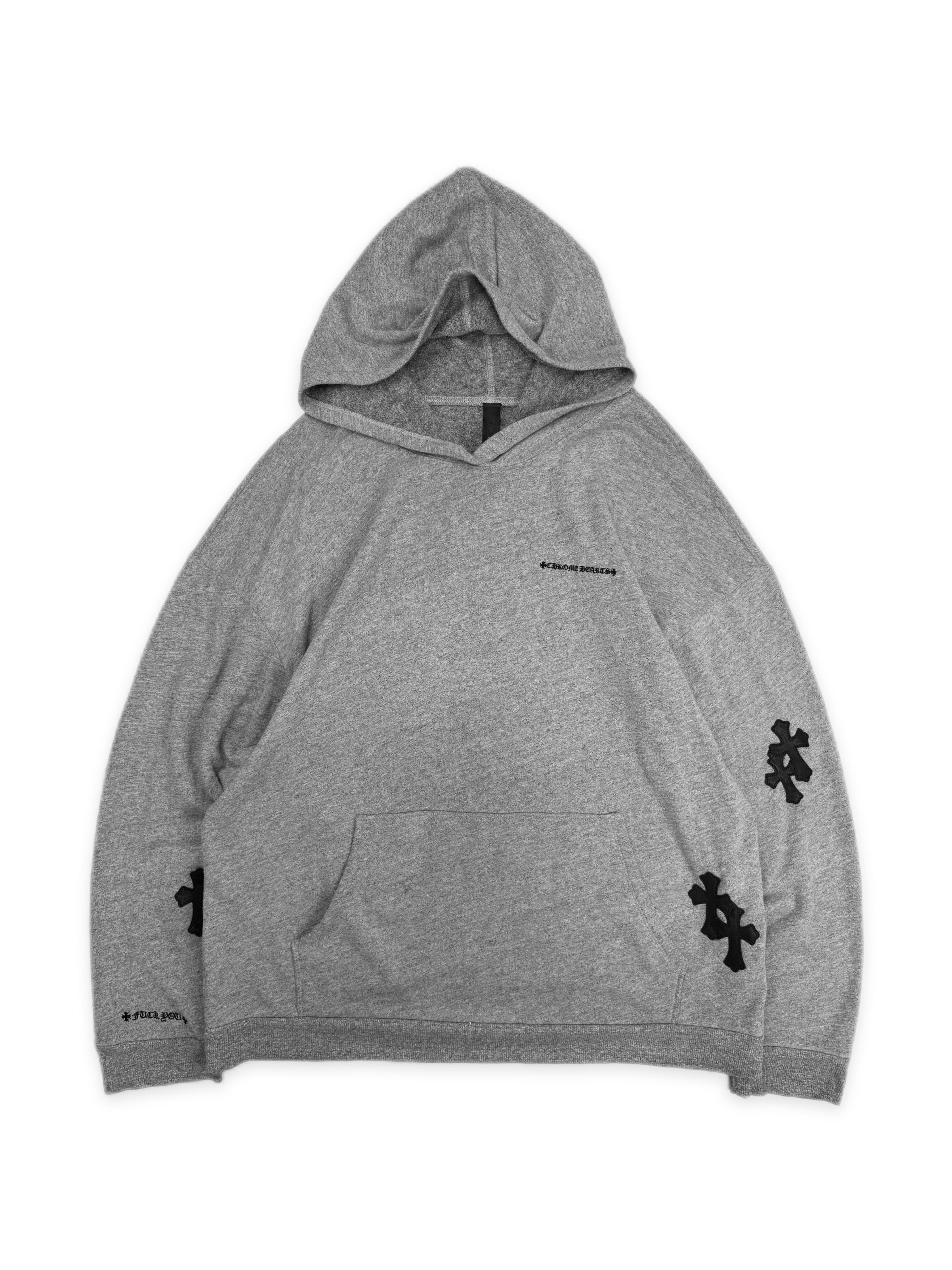 Chrome Hearts Flooded Cross Patch Heather Grey ‘Fuck You’ Hoodie