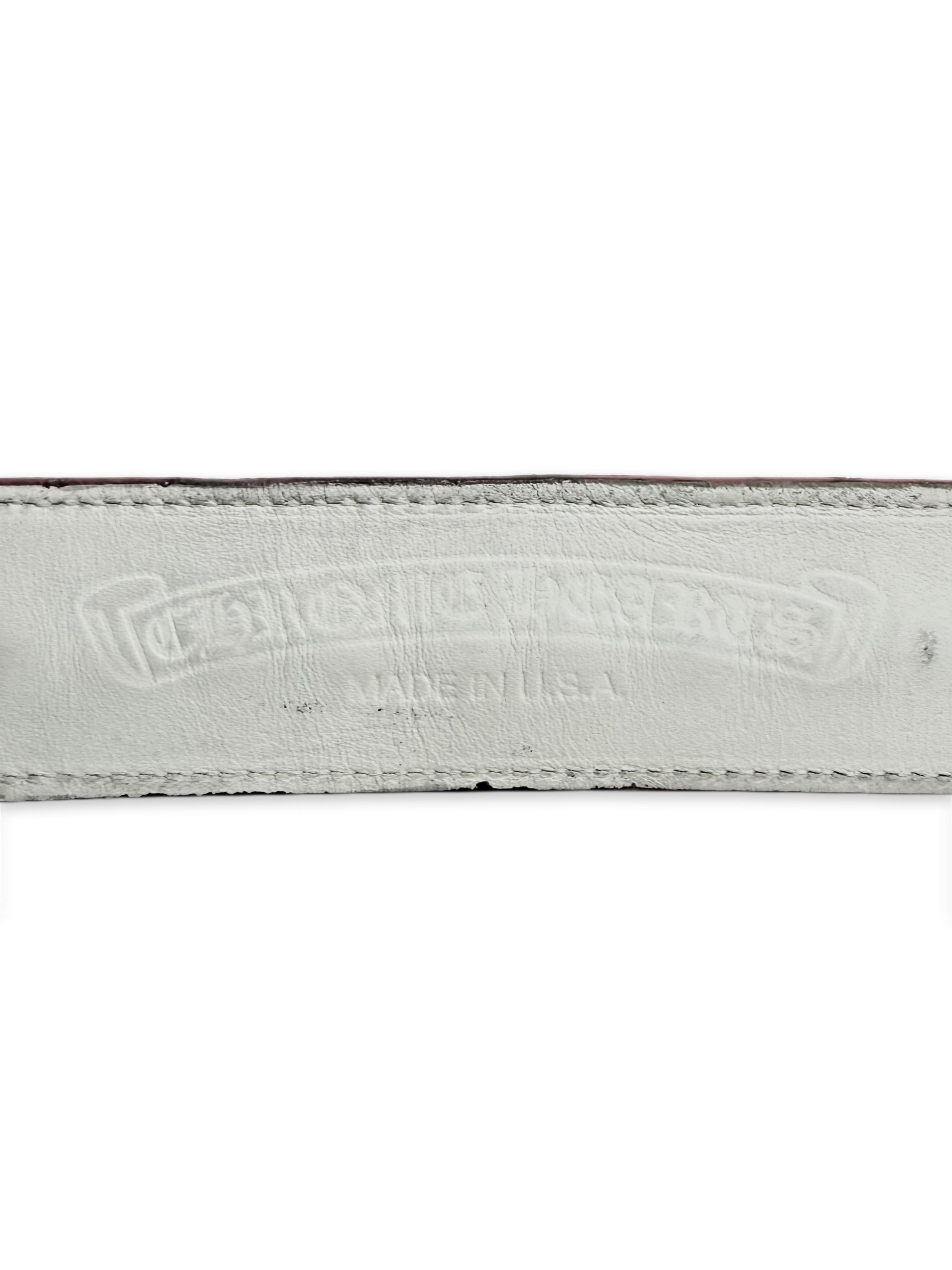Chrome Hearts Pyramid Stud Patent Leather Rhodium Pink Roller Belt