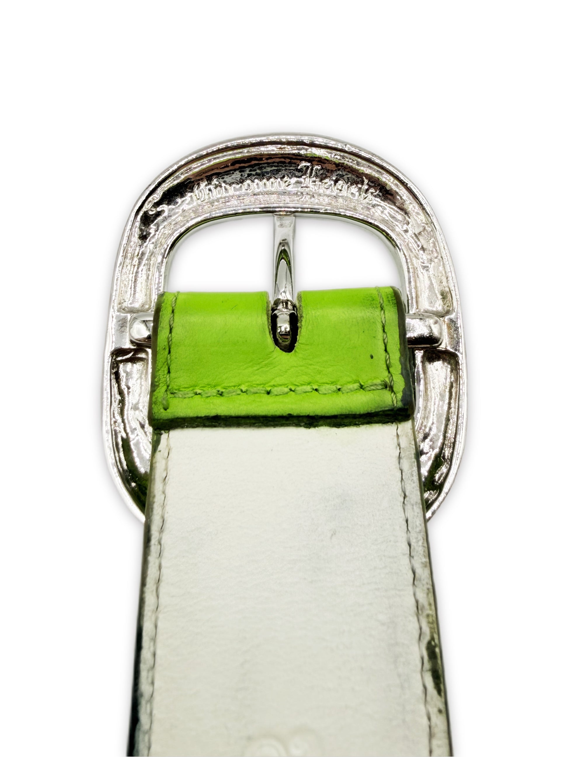 Chrome Hearts Lime Green 1.5 inch Gunslinger Leather Belt