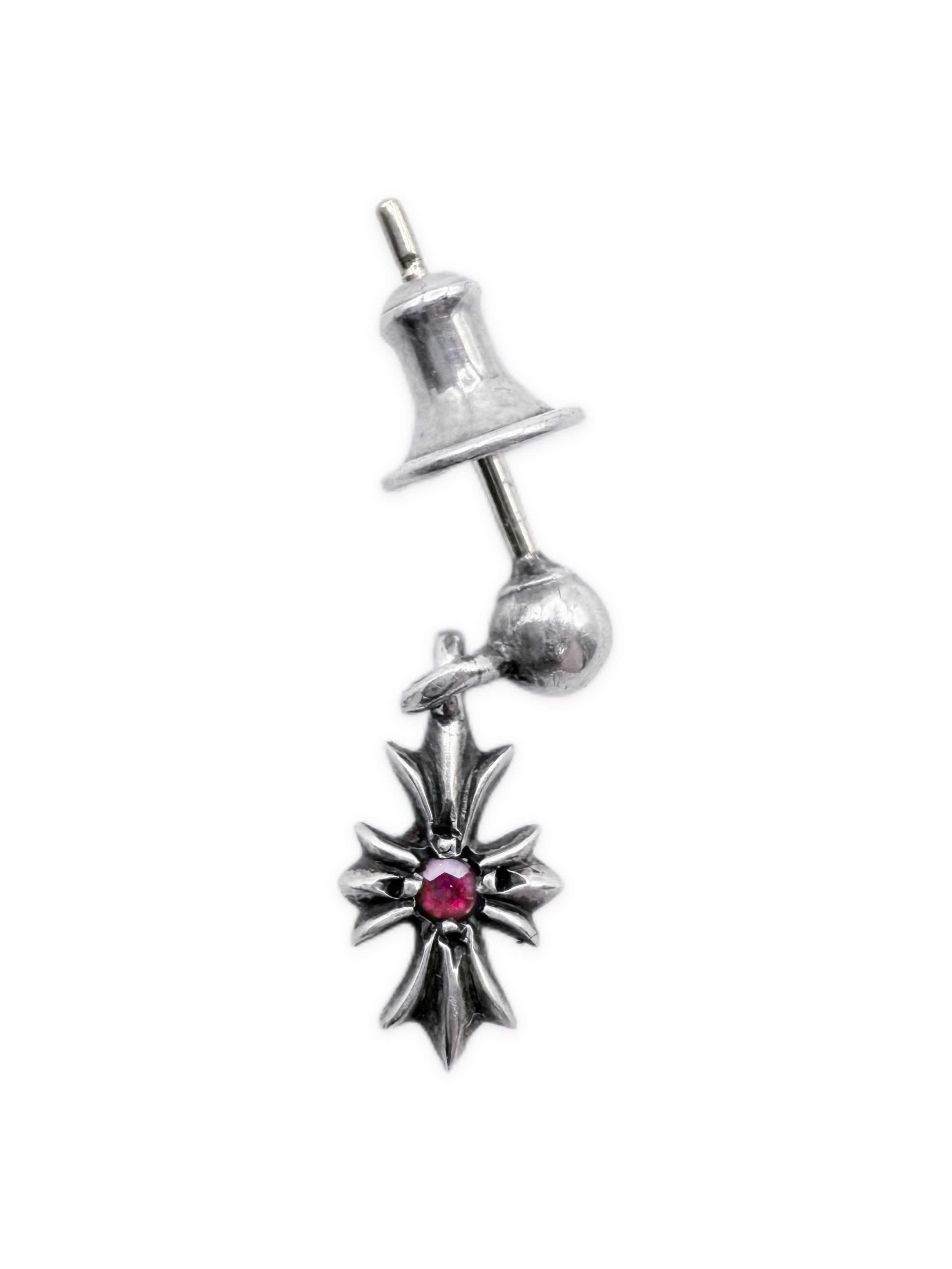 Chrome Hearts Ruby Set ‘Tiny E’ .925 Silver Earring
