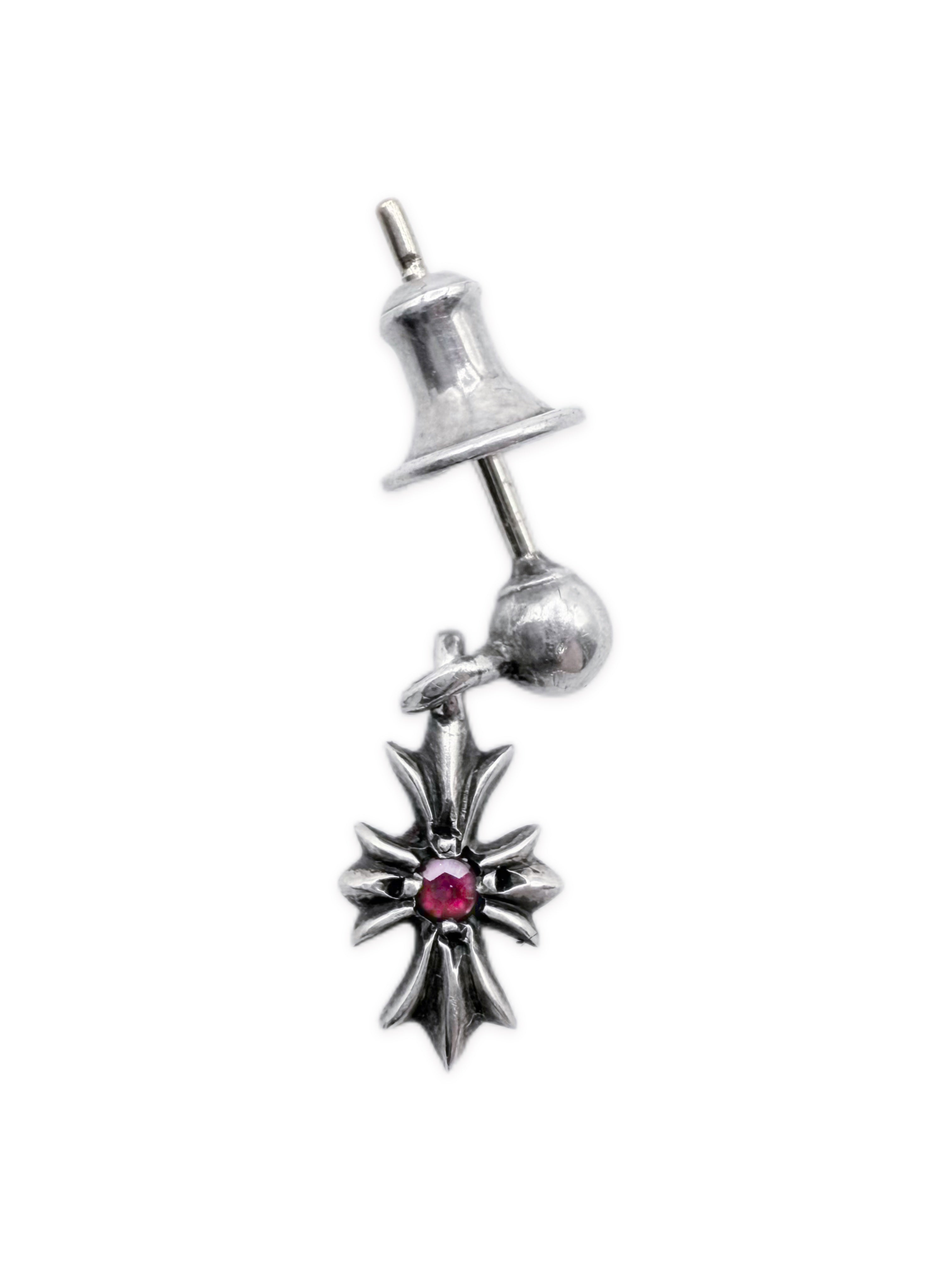 Chrome Hearts Ruby Set ‘Tiny E’ .925 Silver Earring