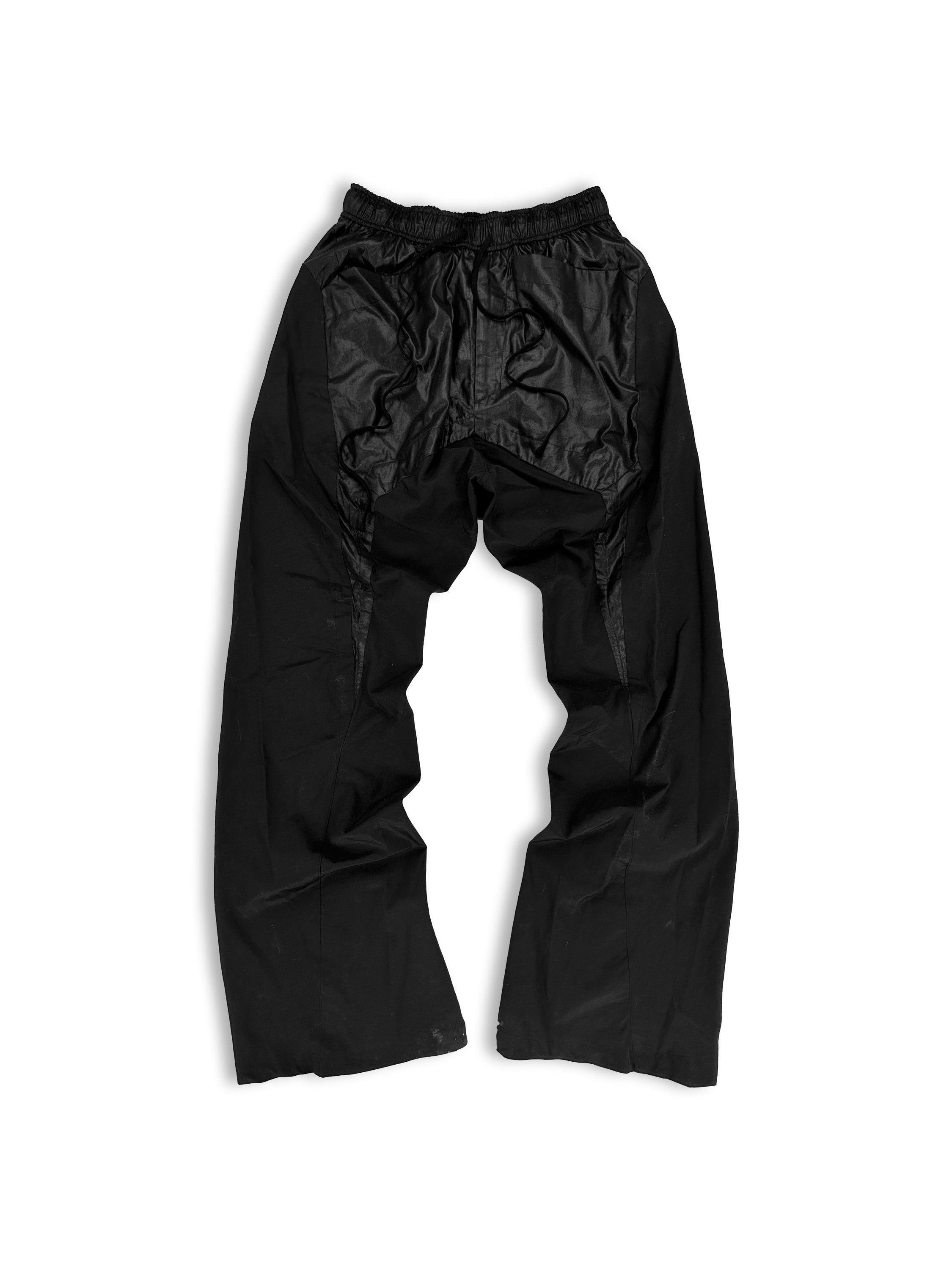 SS23 Julius Black Waxed Flare Cut Light Weight Pants
