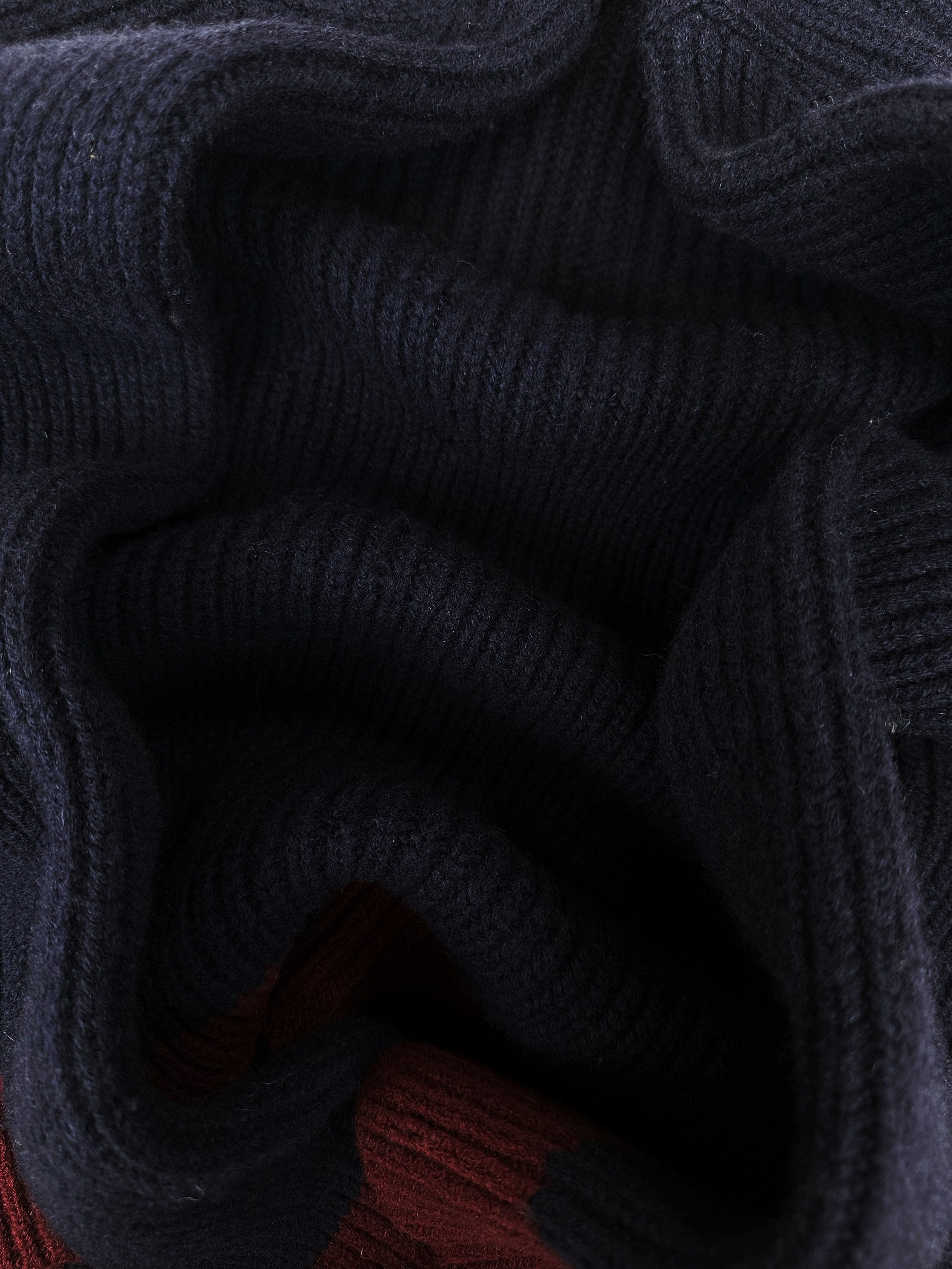 90s Valentino Heavy Weight Ribbed Navy Blue Knit Sweater