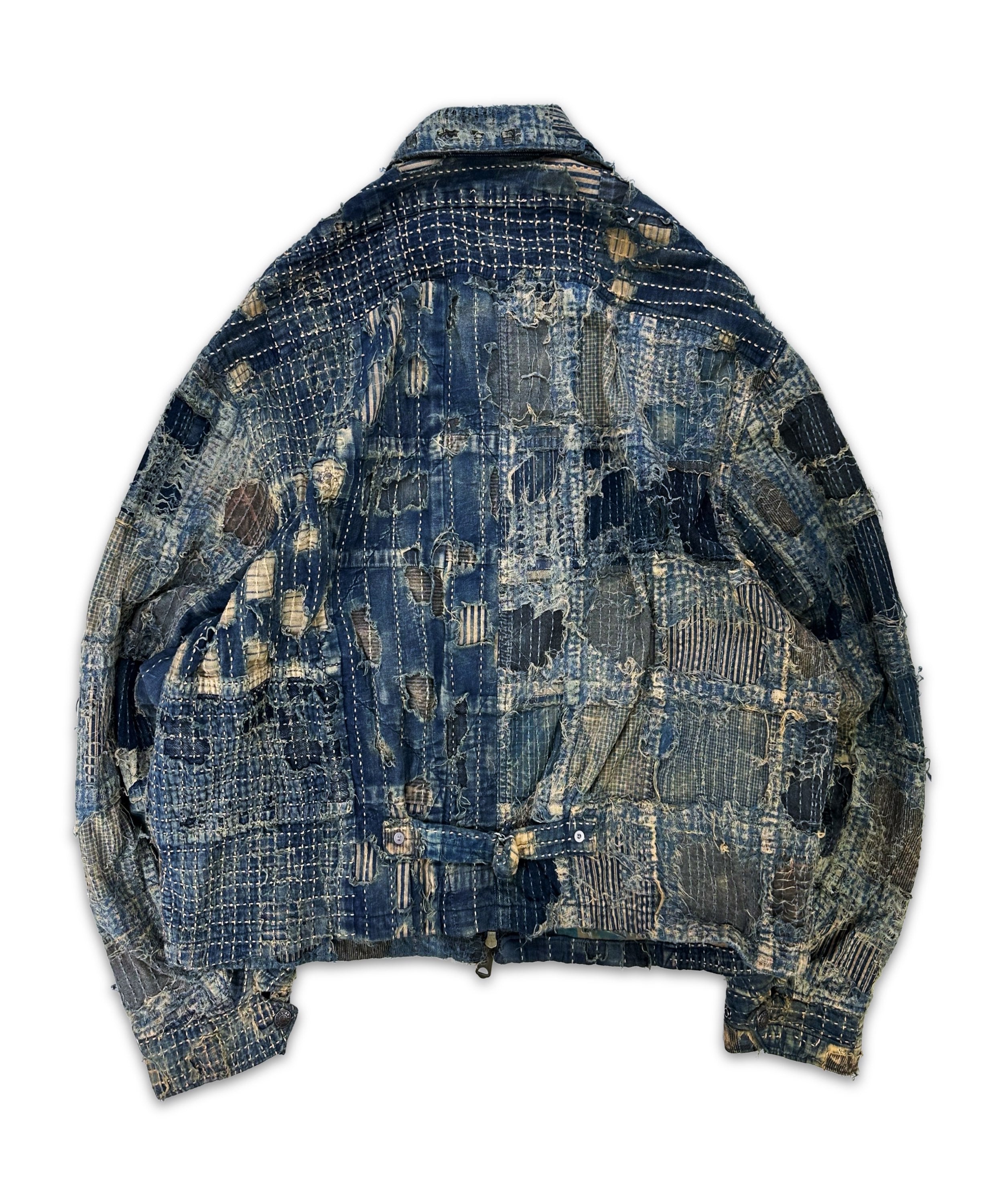 AW24 Kapital ‘Boro’ Stitch Zip-up Reworked Denim Jacket