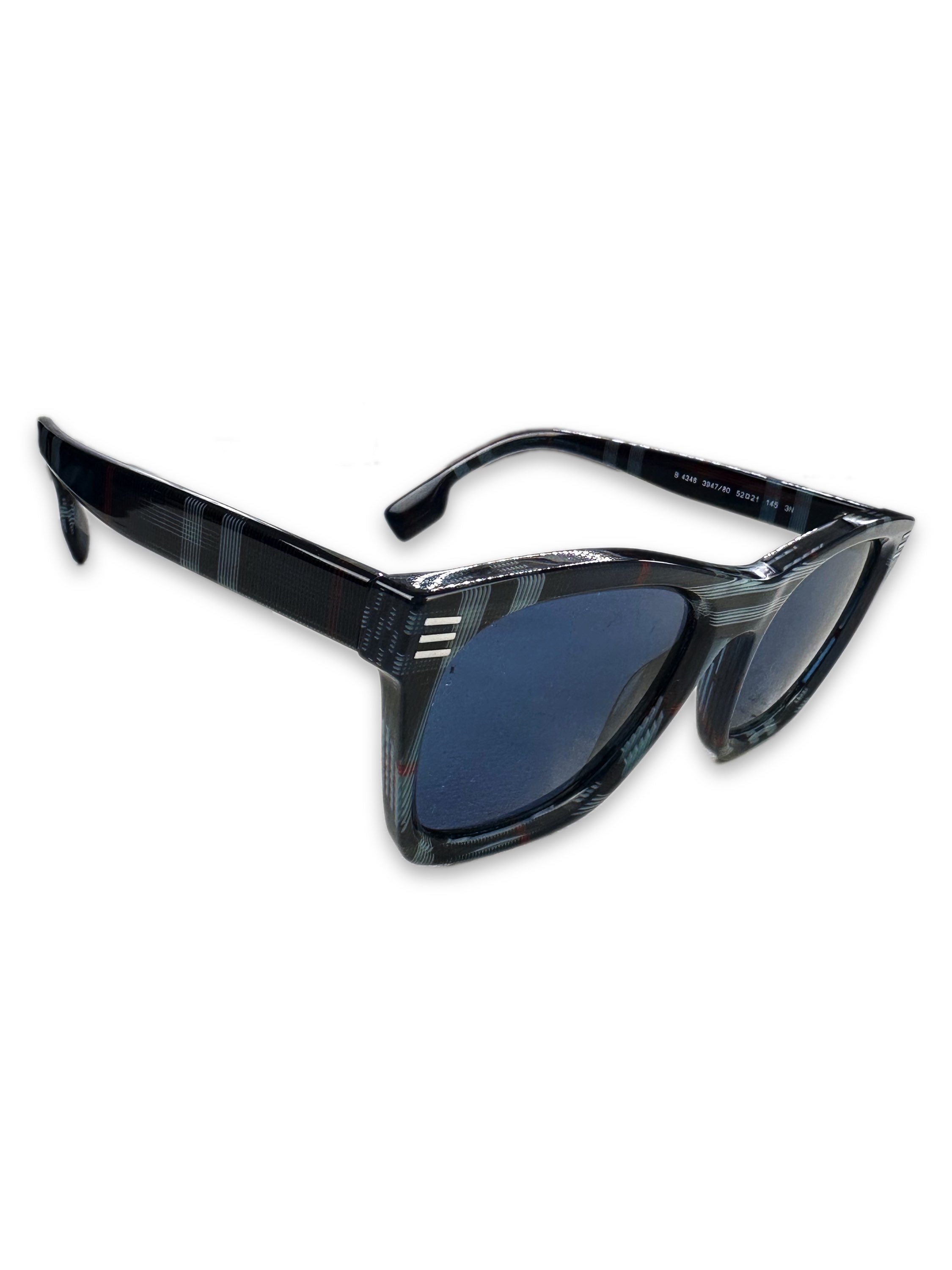 Burberry Blue Tint Nova Check Monogram Sunglasses