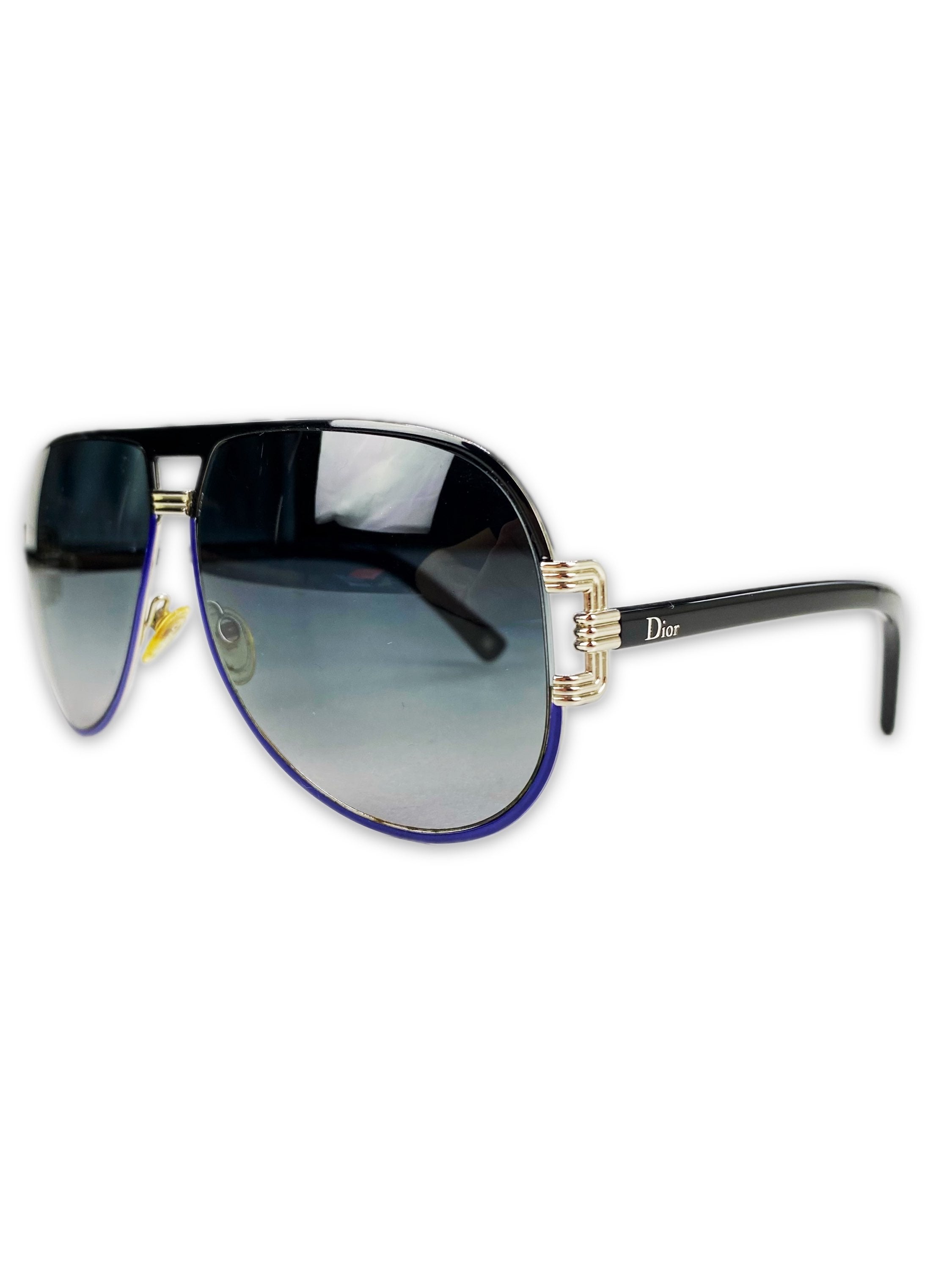 Dior Blue Gradient Tint Metallic Aviator Sunglasses