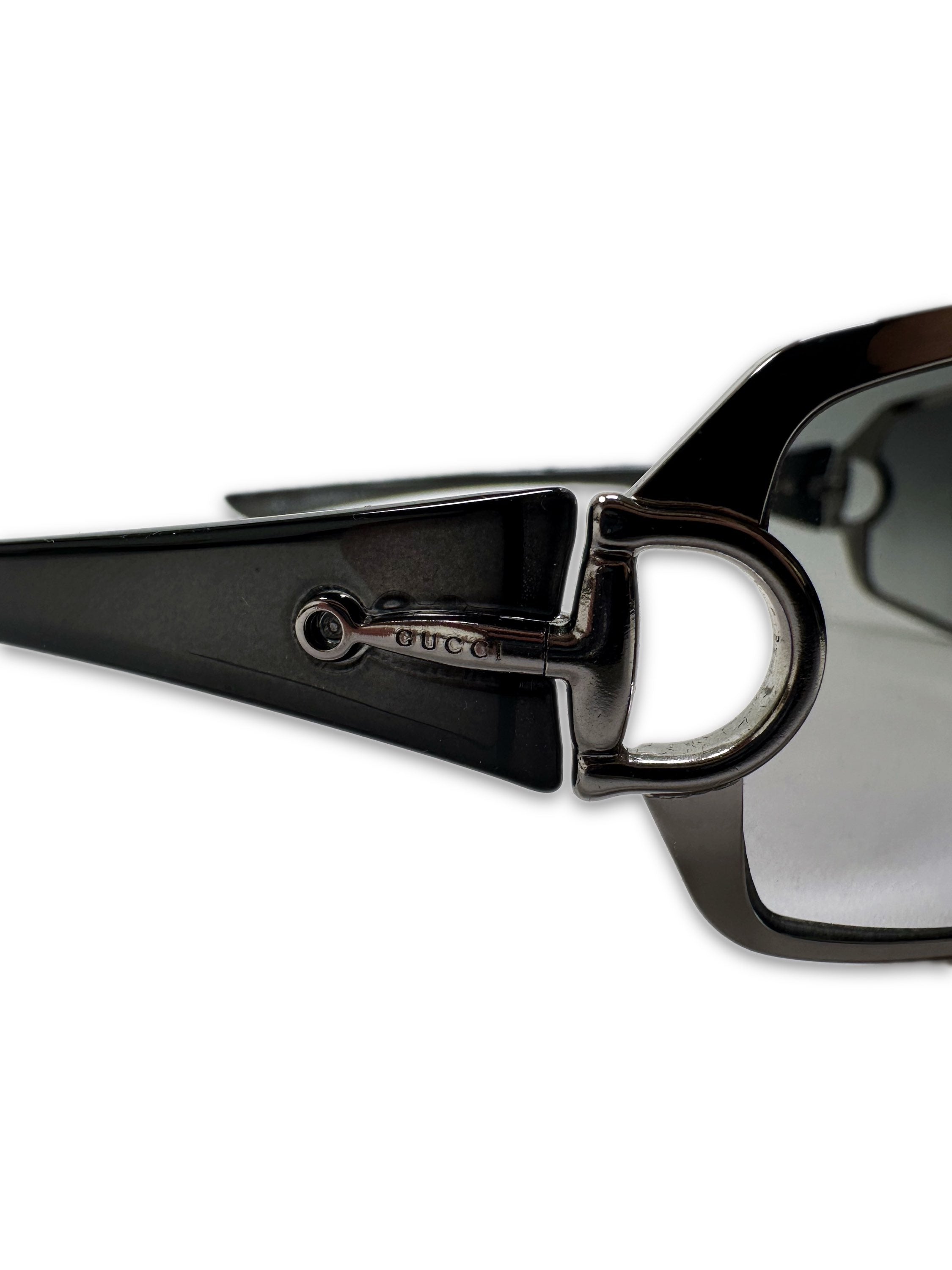 00s Gucci ‘Horsebit’ Blue Gradient Tint Silver Sunglasses