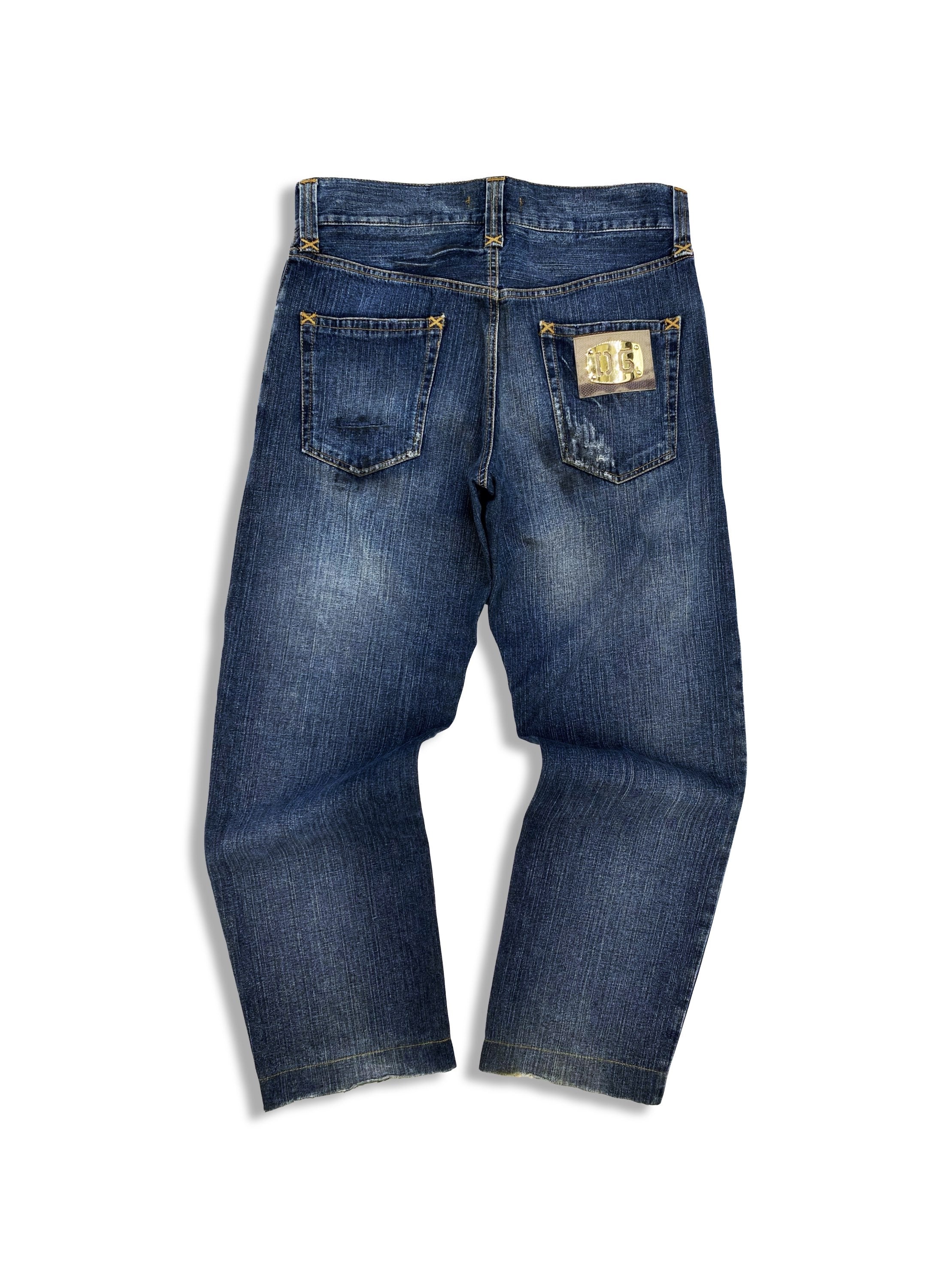 FW04 Dolce & Gabbana ‘Love’ Patched Spell Out Oil Denim