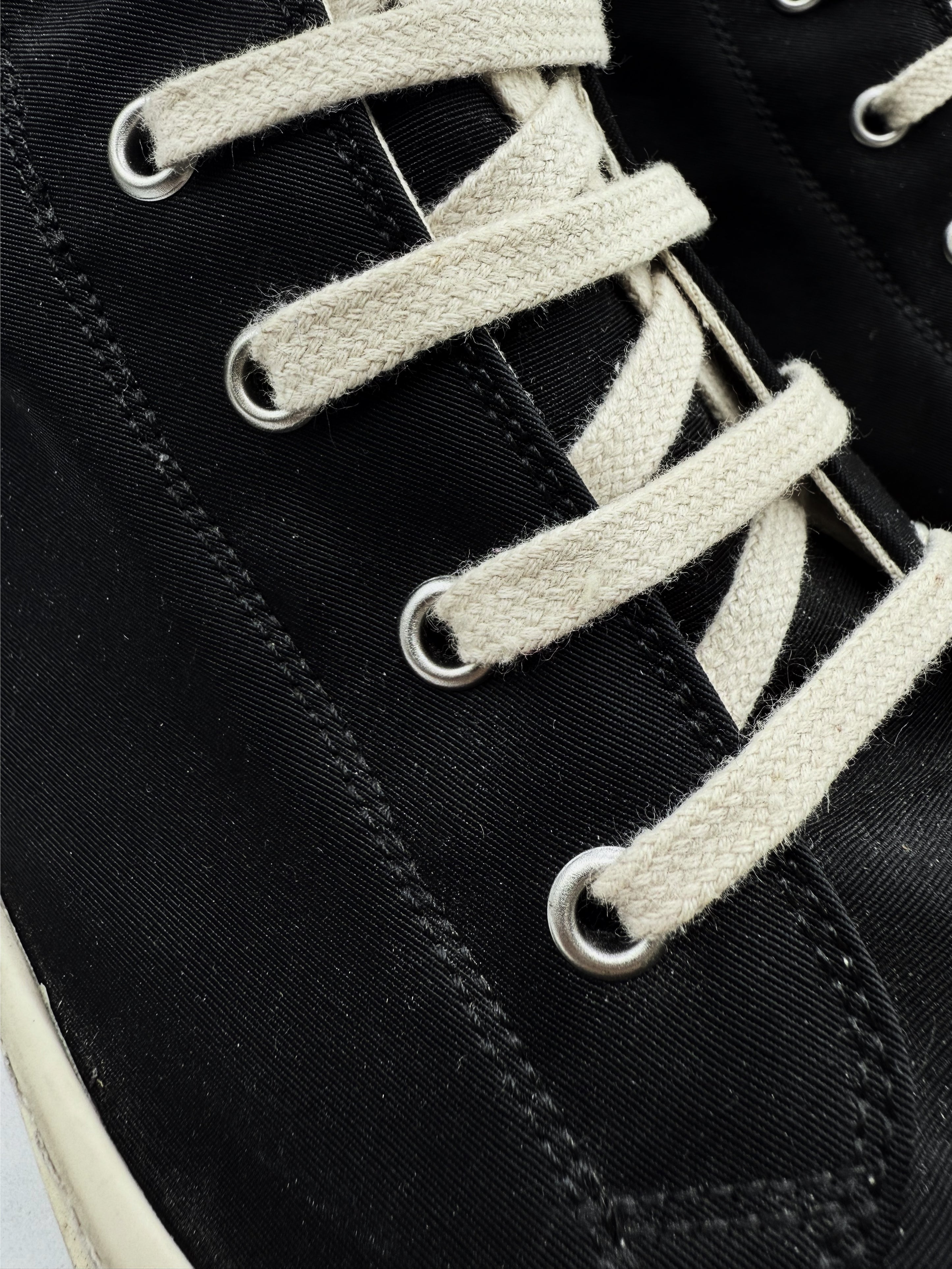 Rick Owens Black Hi-top Canvas Side Zip Ramones Sneakers