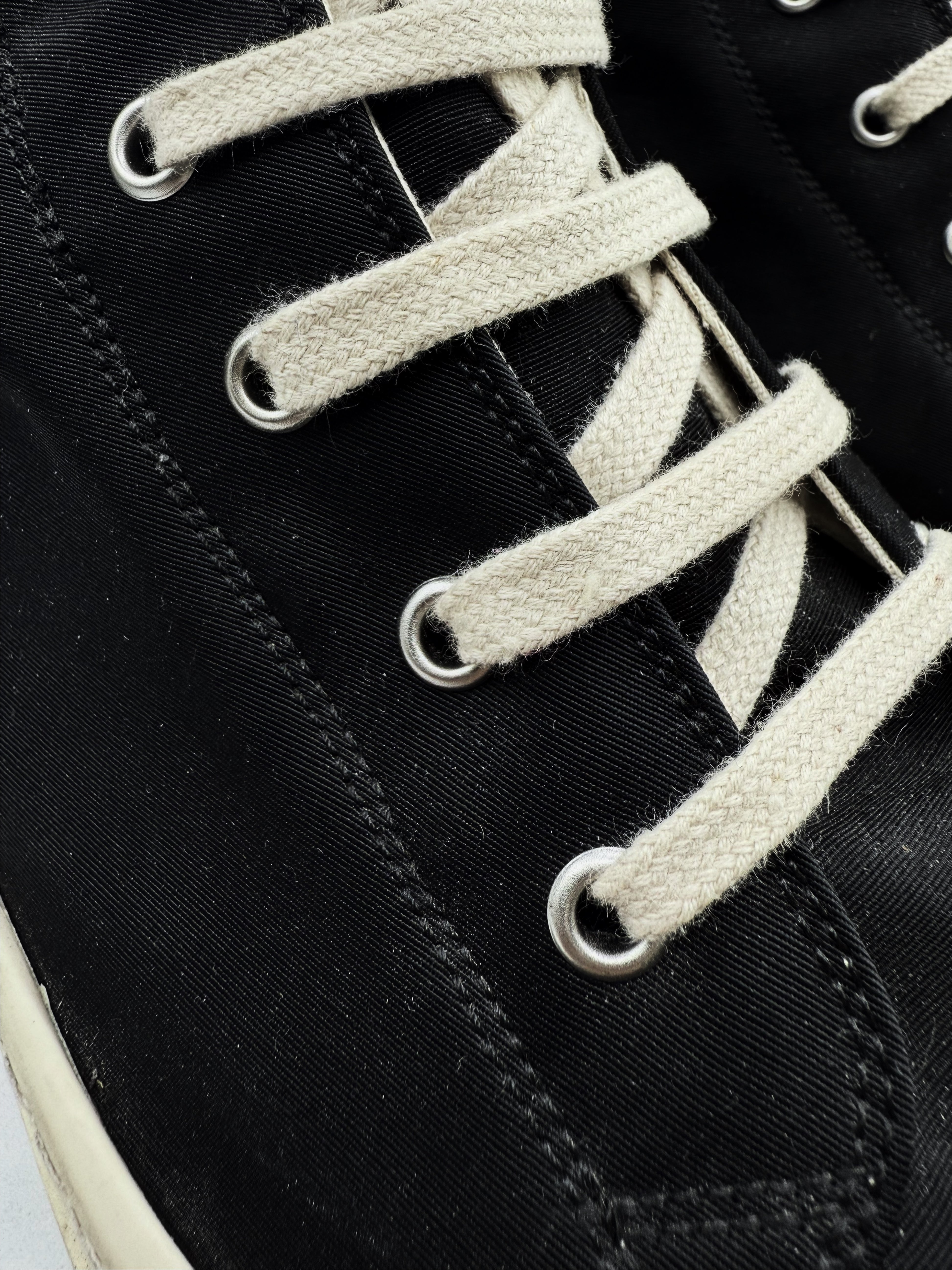 Rick Owens Black Hi-top Canvas Side Zip Ramones Sneakers