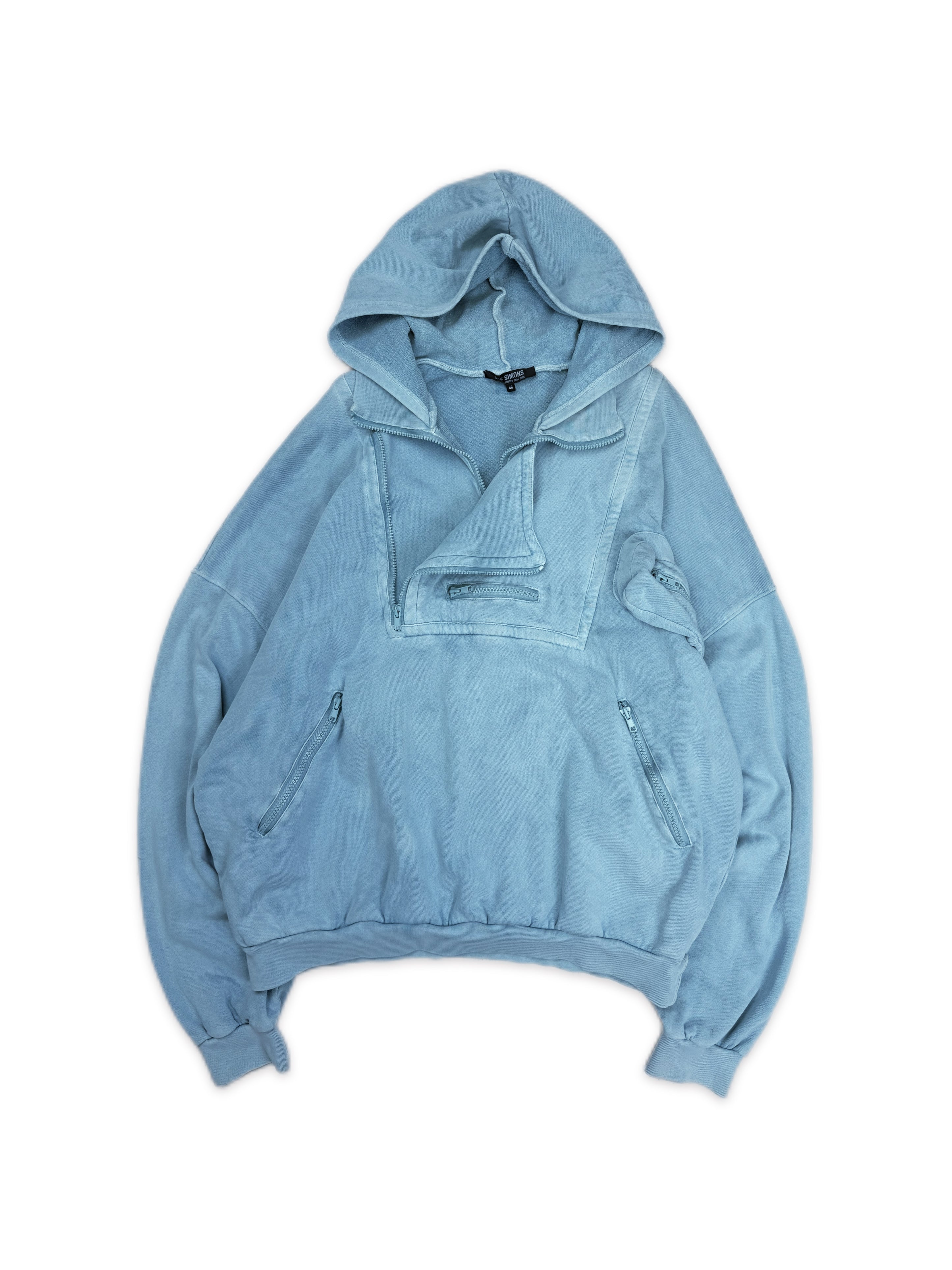 AW04 Raf Simons ‘Waves’ Multi Pocket Teal Blue Cargo Hoodie