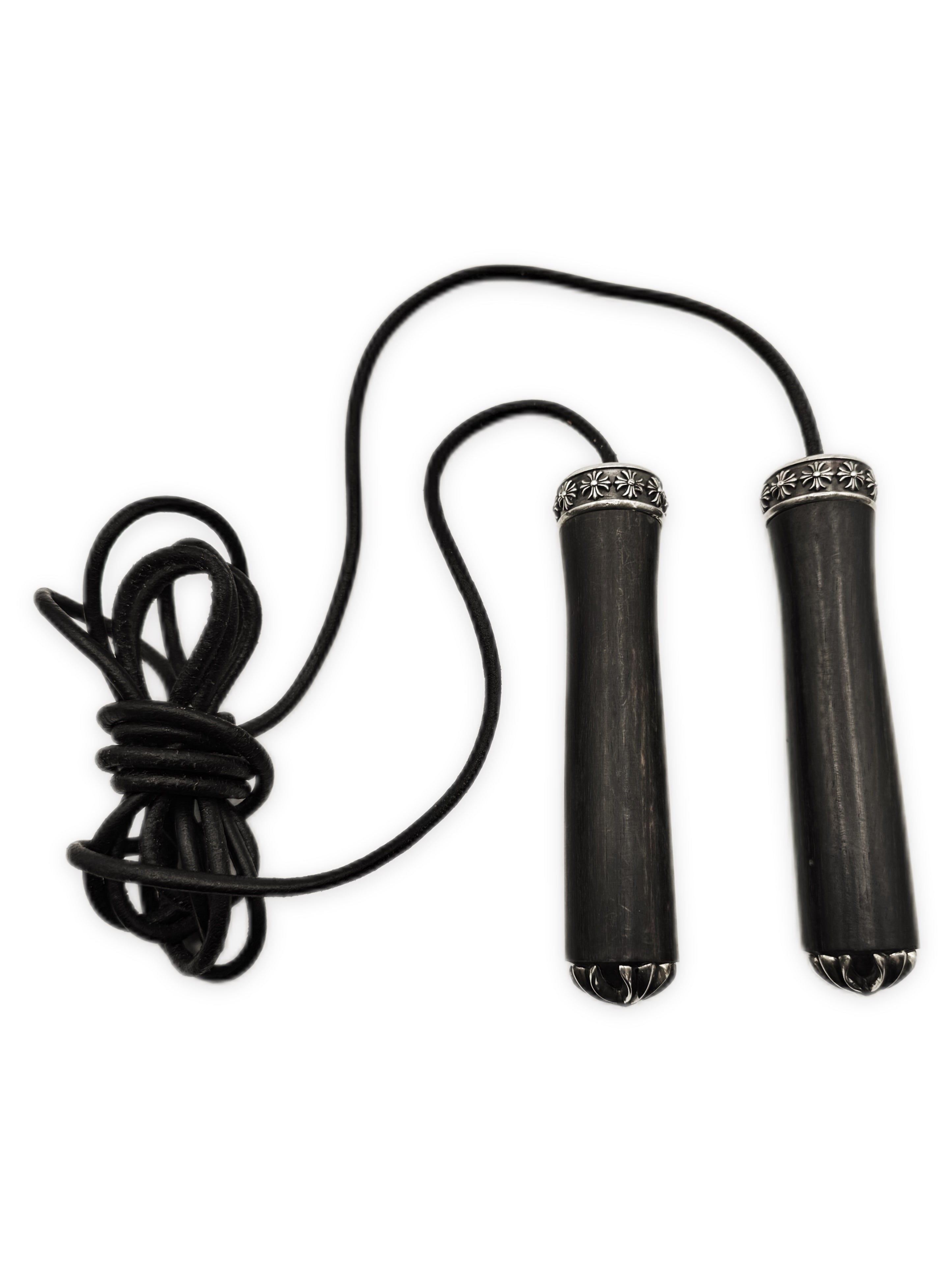Chrome Hearts Ebony Wood .925 Silver Plus Leather Jumping / Skipping Rope