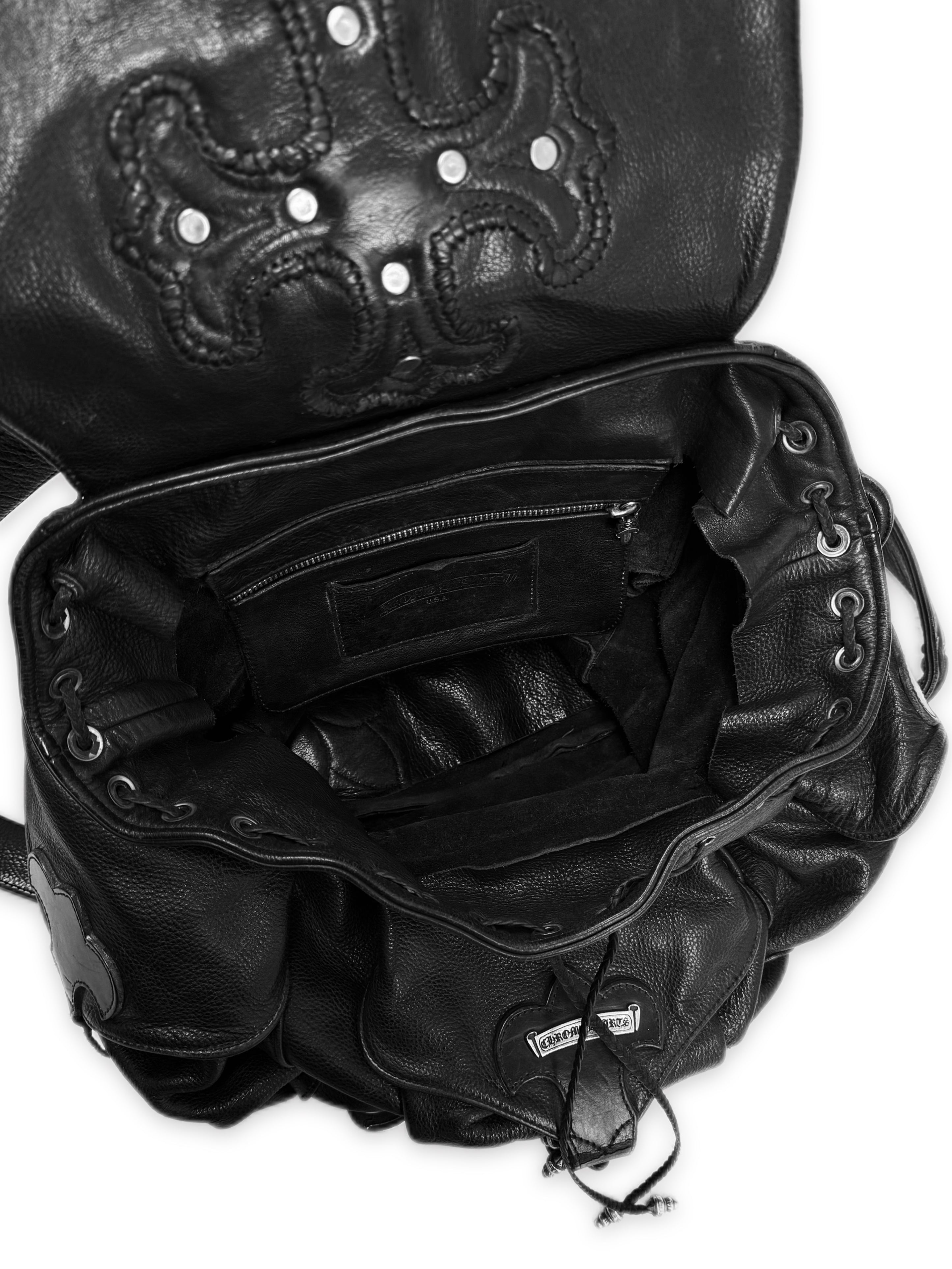 Chrome Hearts Filigree Cross Patch Gunslinger Leather Backpack