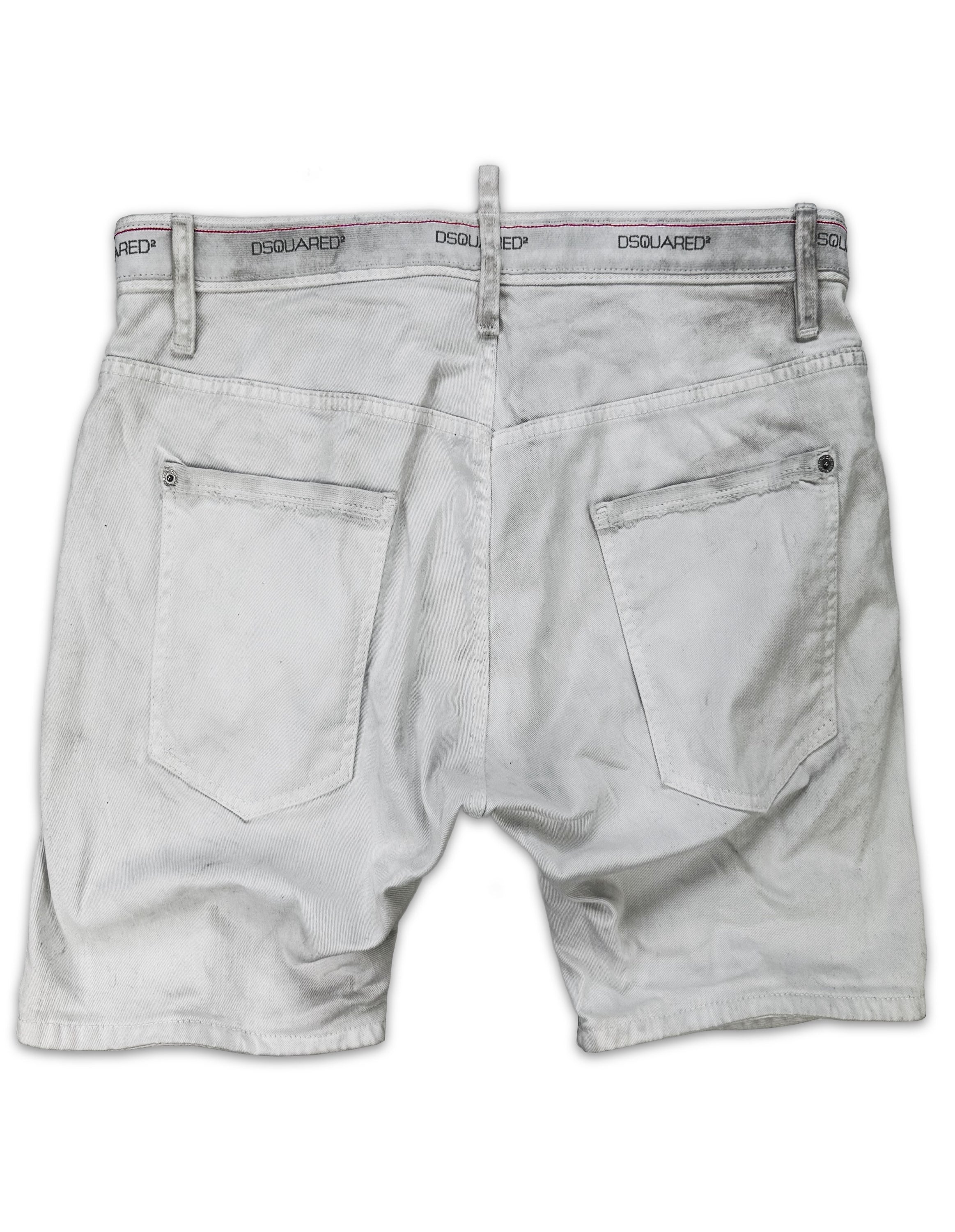 00s Dsquared2 White Denim ‘Boxer’ Monogram Shorts