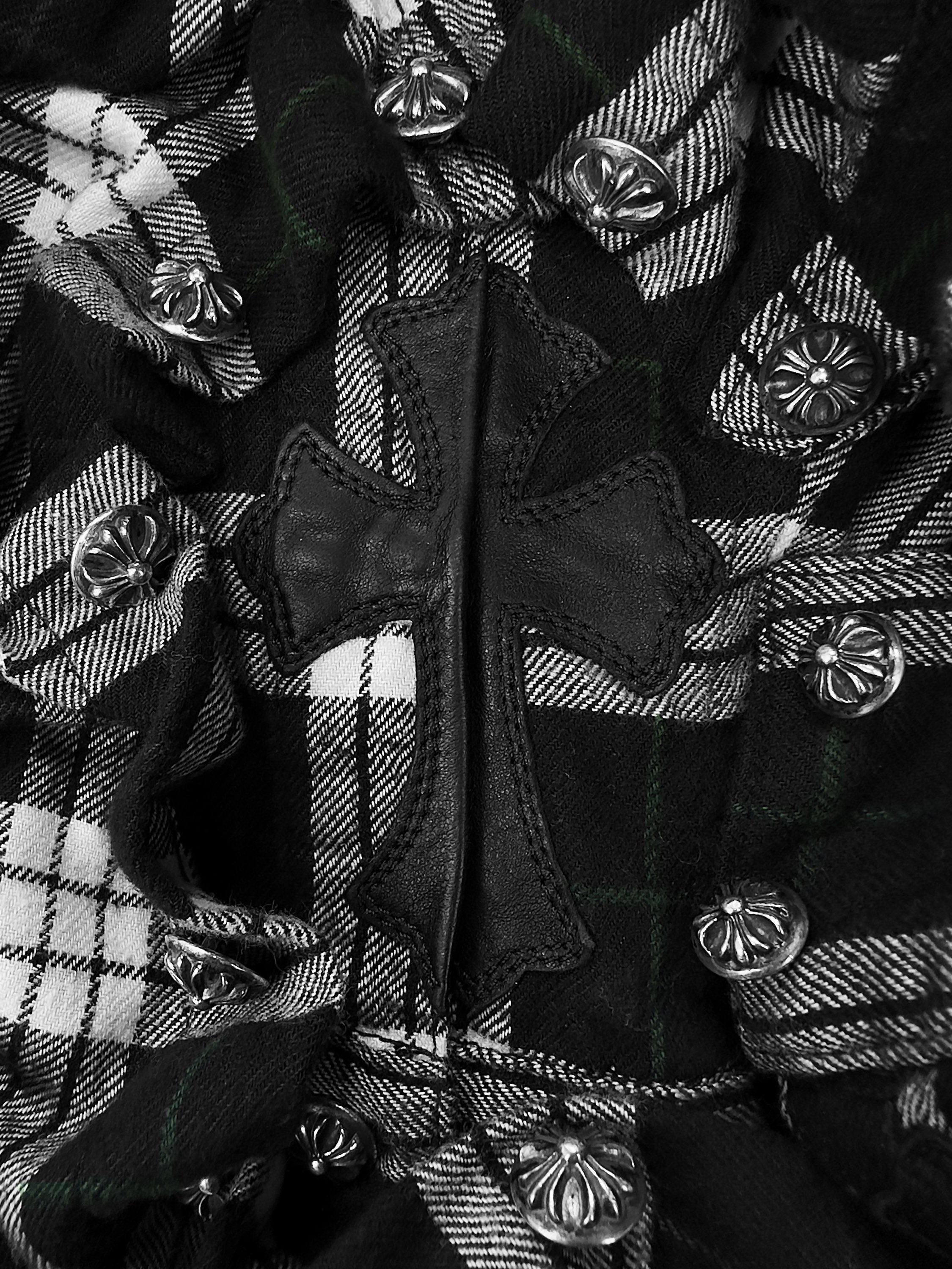 Chrome Hearts ‘Cross Patch’ .925 Silver Green Checkered Flannel