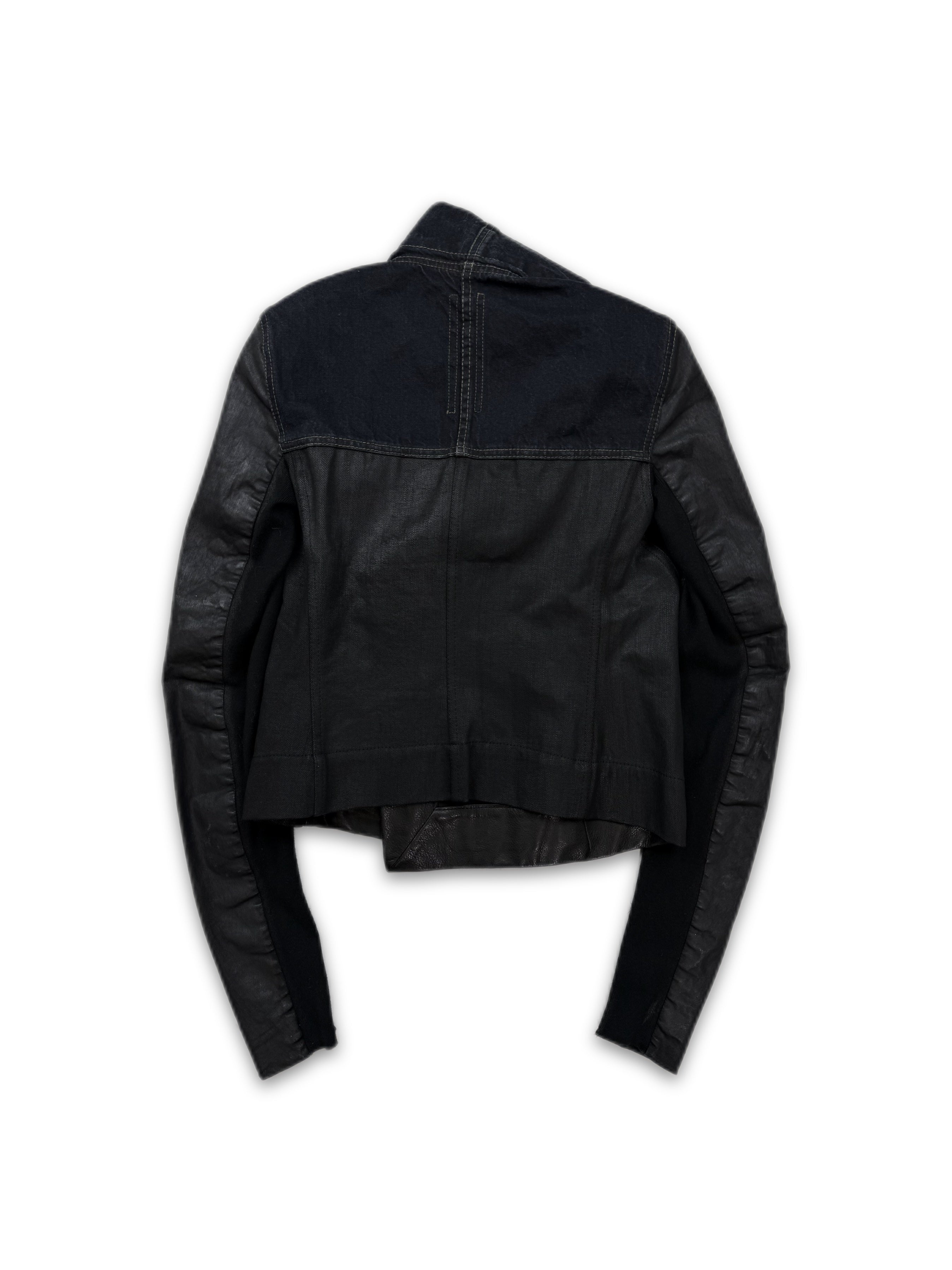 Rick Owens Striped Waxed Denim Biker Jacket