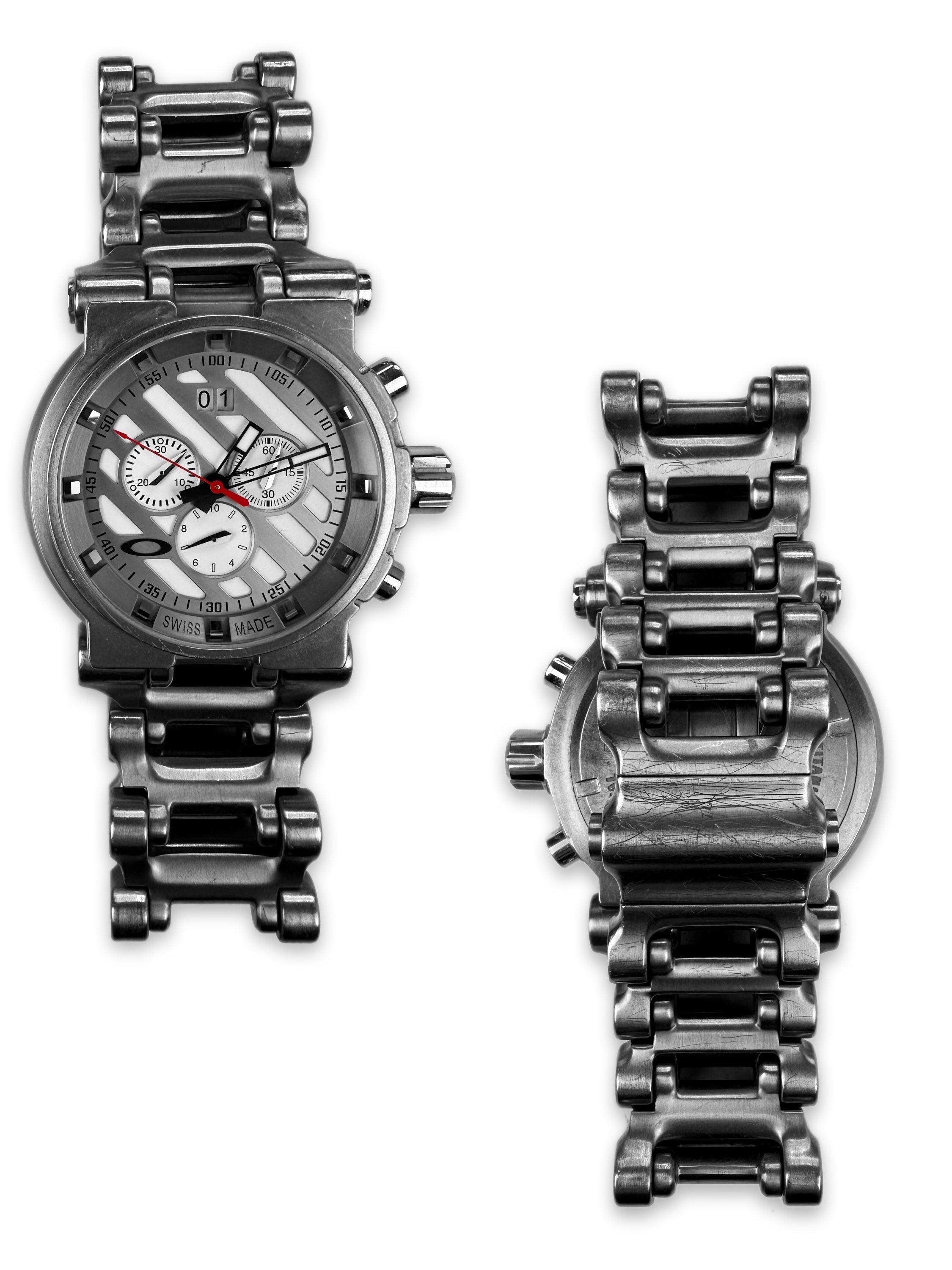 2011 Oakley ‘Hollowpoint’ Titanium White Chronograph Analog Wristwatch