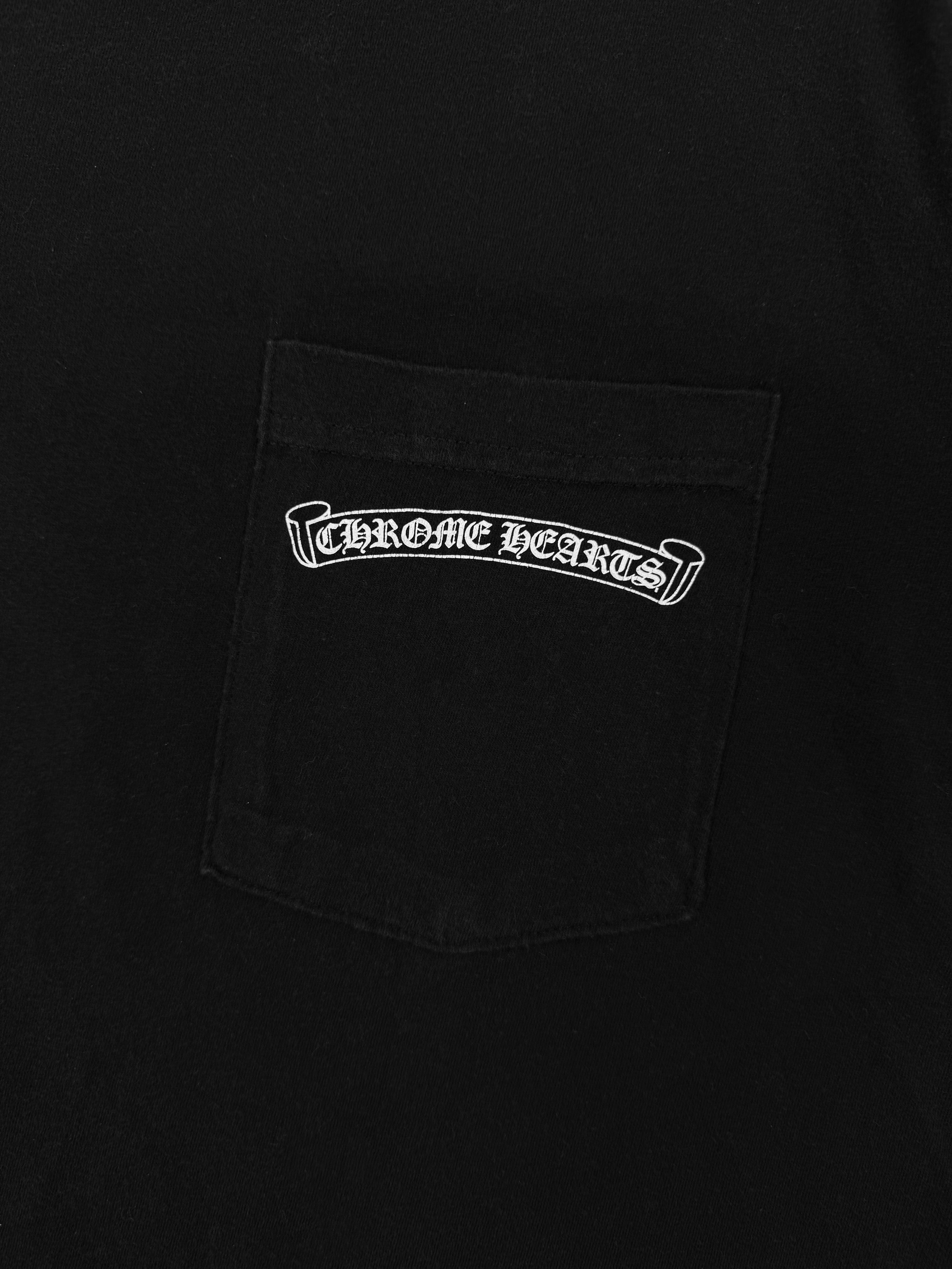 Chrome Hearts USA Red Scroll Logo Black Pocket T-Shirt