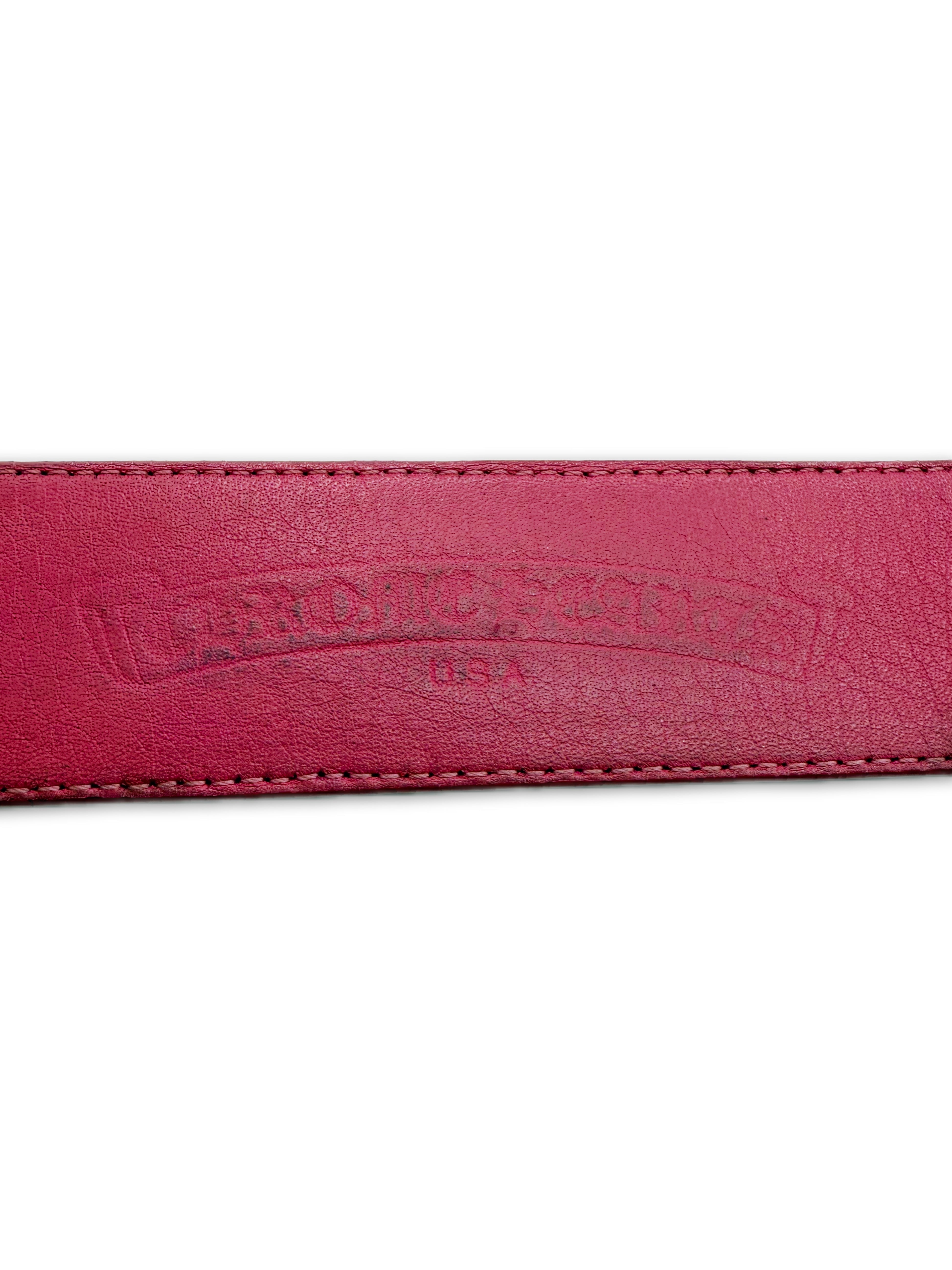 Chrome Hearts Pink Leather .925 Silver Belt Strap