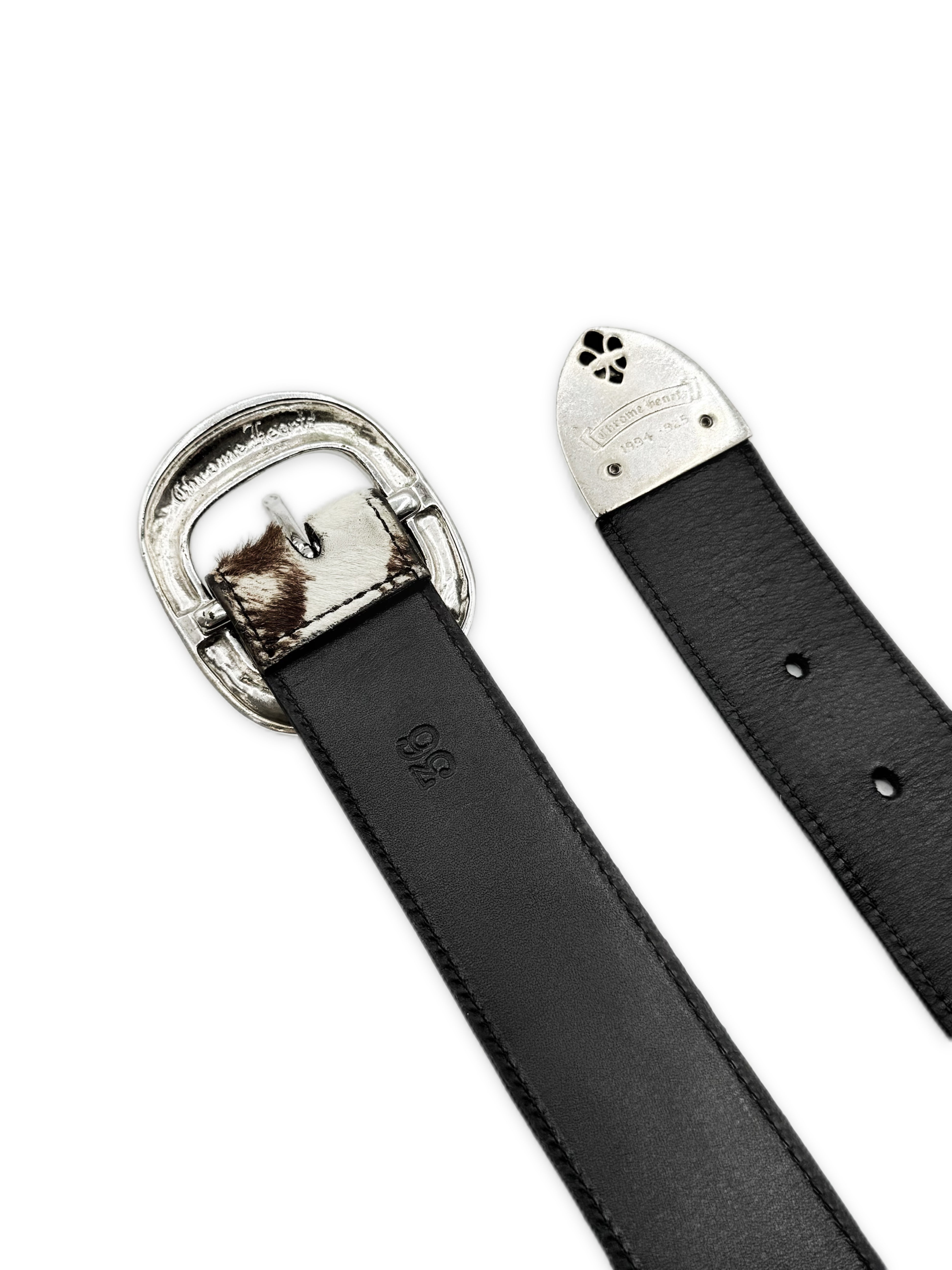 Chrome Hearts Zebra Pony Hair 2-Piece Leather Gunslinger Belt