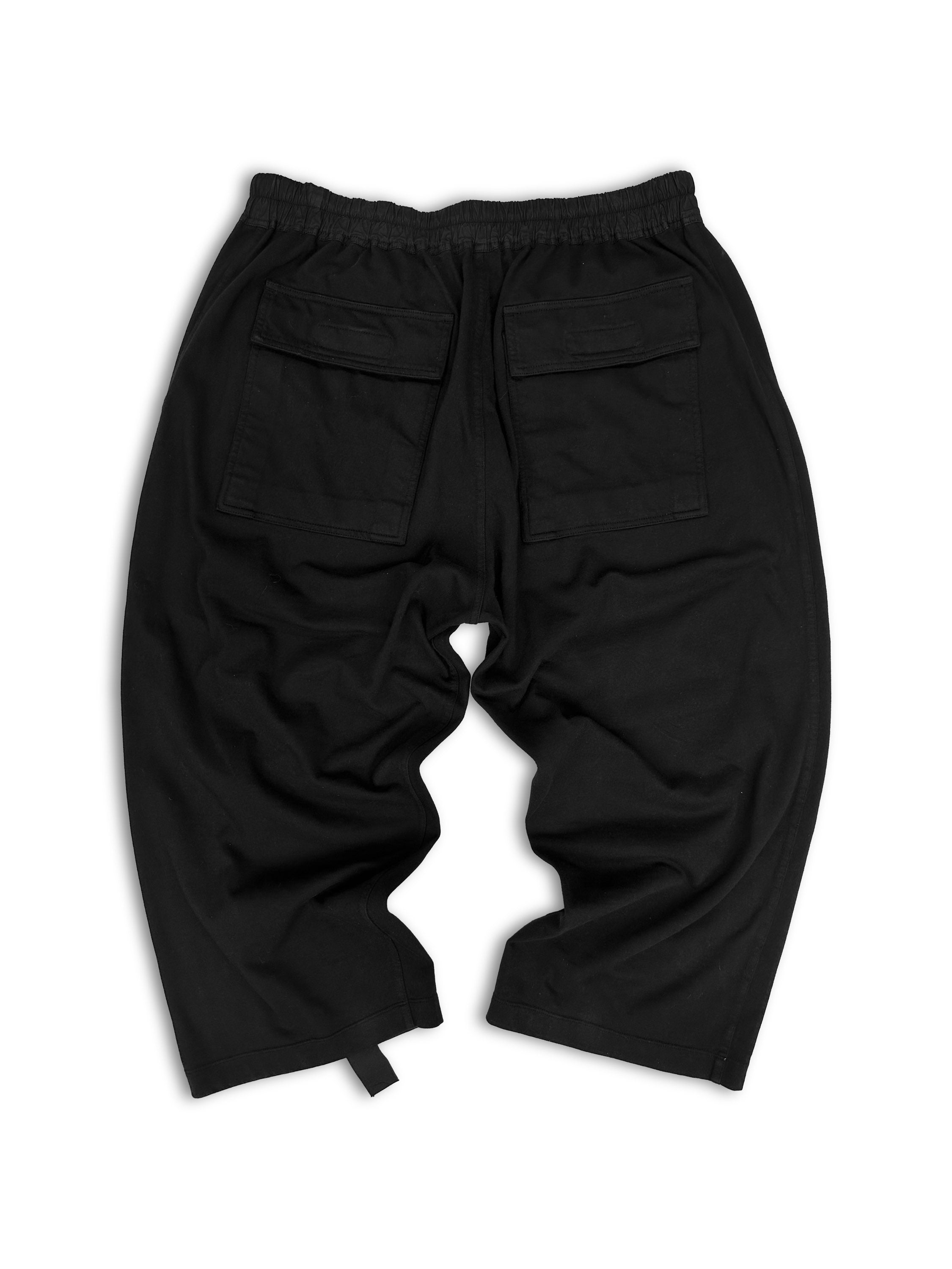 Rick Owens Black Drop Crotch Heavy Weight Cropped Pants