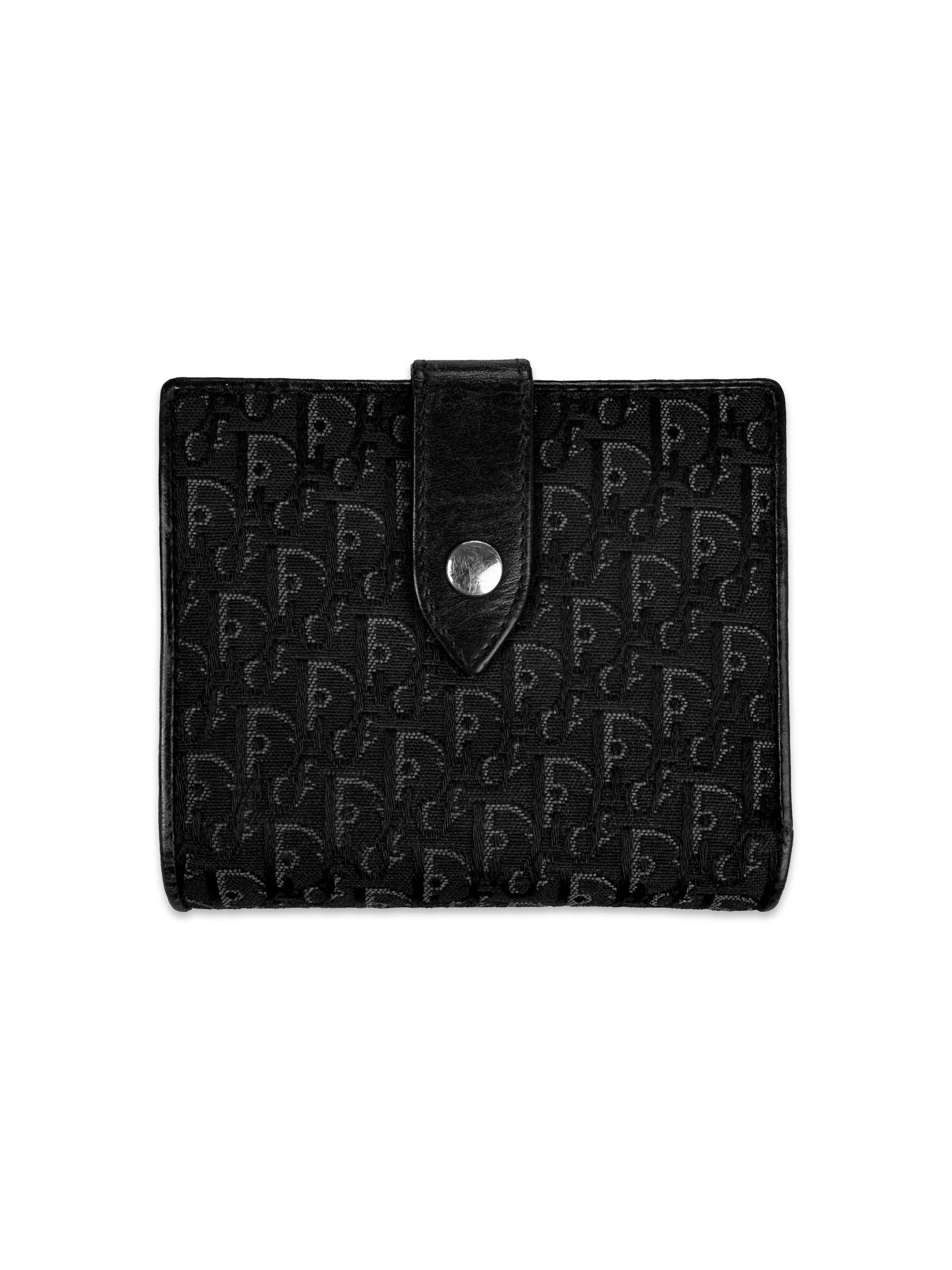 00s Dior Black Trotter Monogram Bifold Leather Wallet