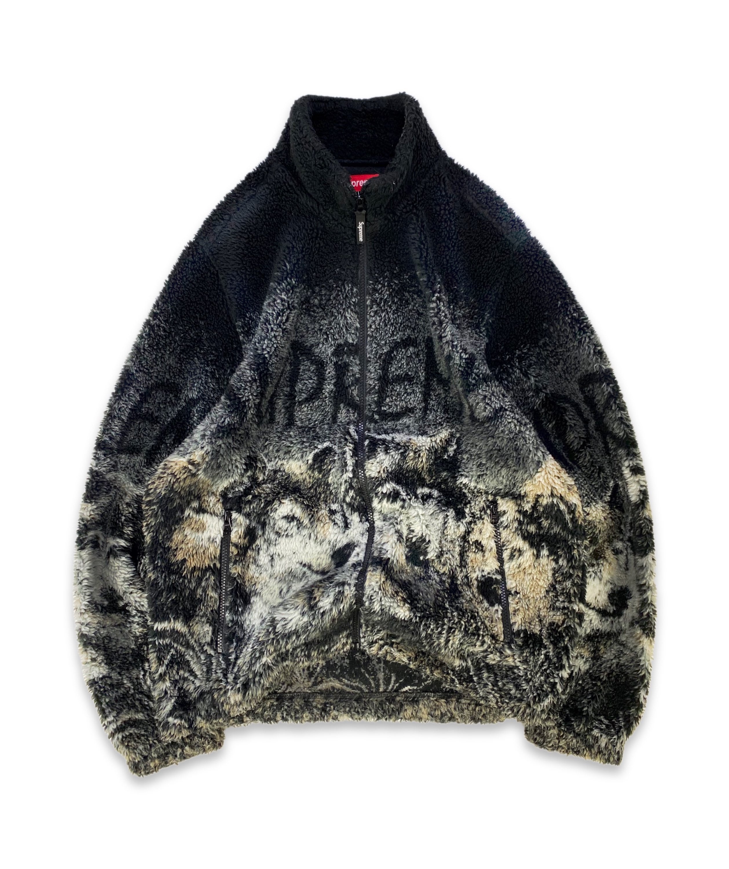SS19 Supreme ‘Wolf’ Spellout Deep-pile Full Zip Fleece
