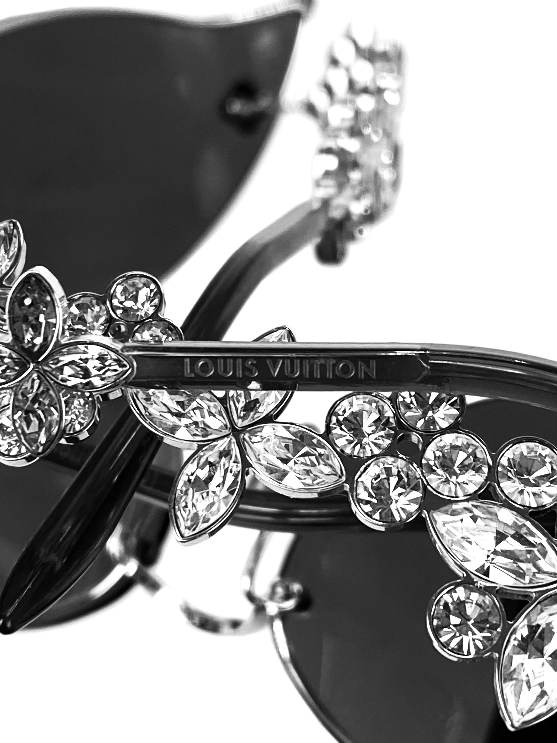 Louis Vuitton 62/1000 Silver ‘Cat Eyes’ Swarovski Crystal Sunglasses