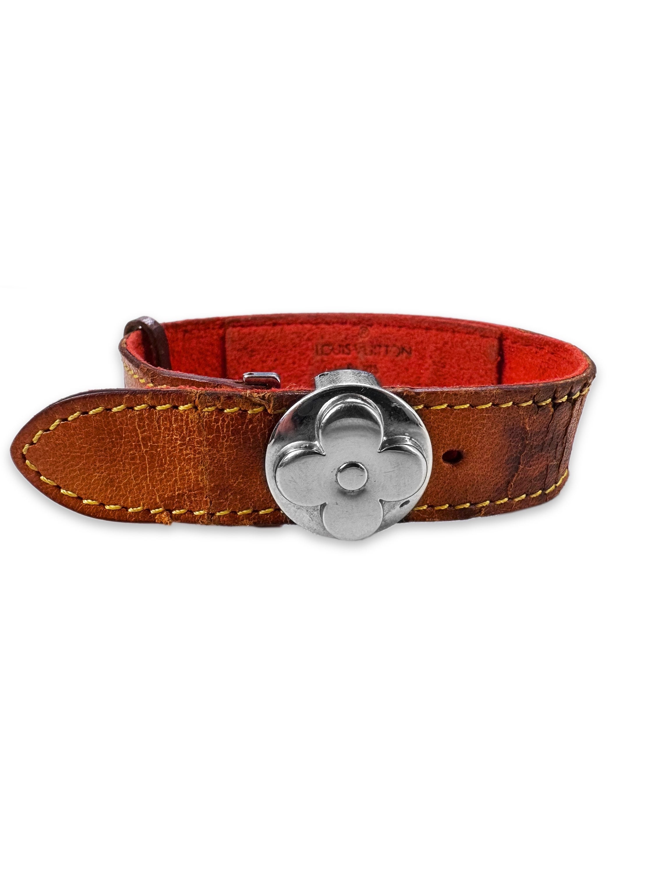 Louis Vuitton Silver Flower Embossed Monogram Bracelet