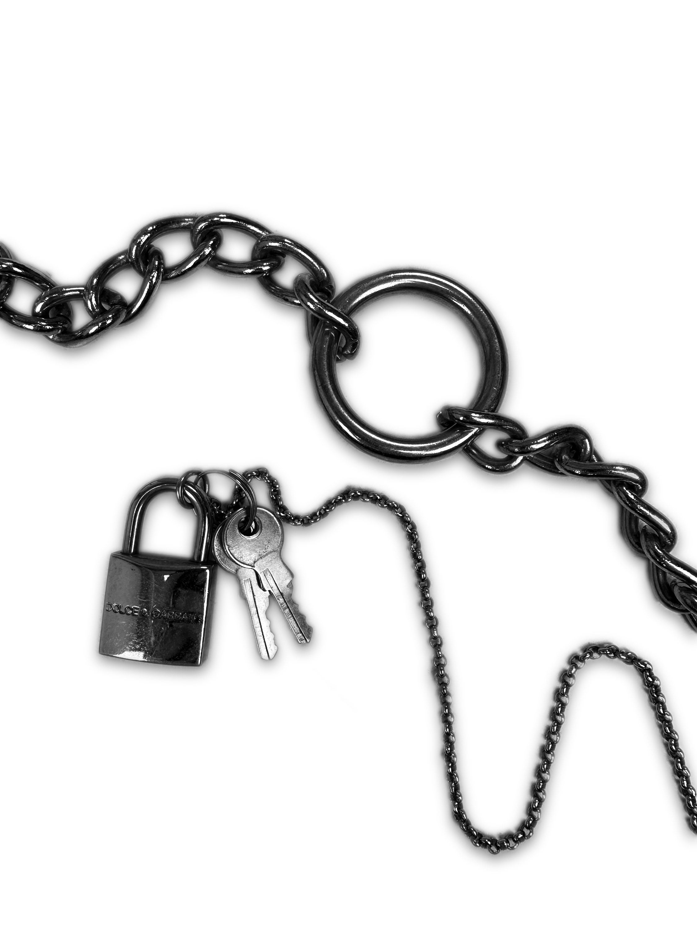 SS03 Dolce &amp; Gabbana ‘Sex’ Choker Lock &amp; Chain Leather Belt