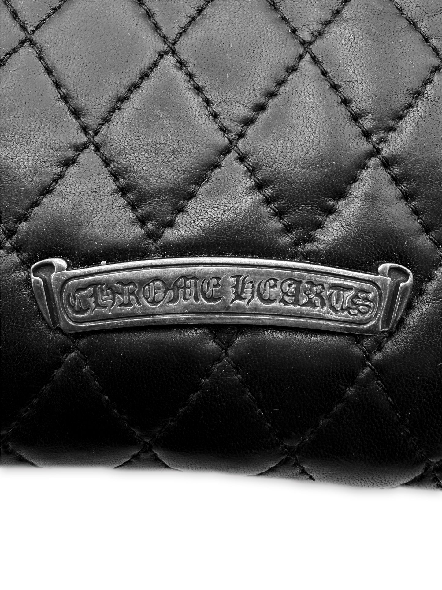 Chrome Hearts ‘Wave4’ Quilted Leather Silver Cross Tri Fold Clutch Wallet