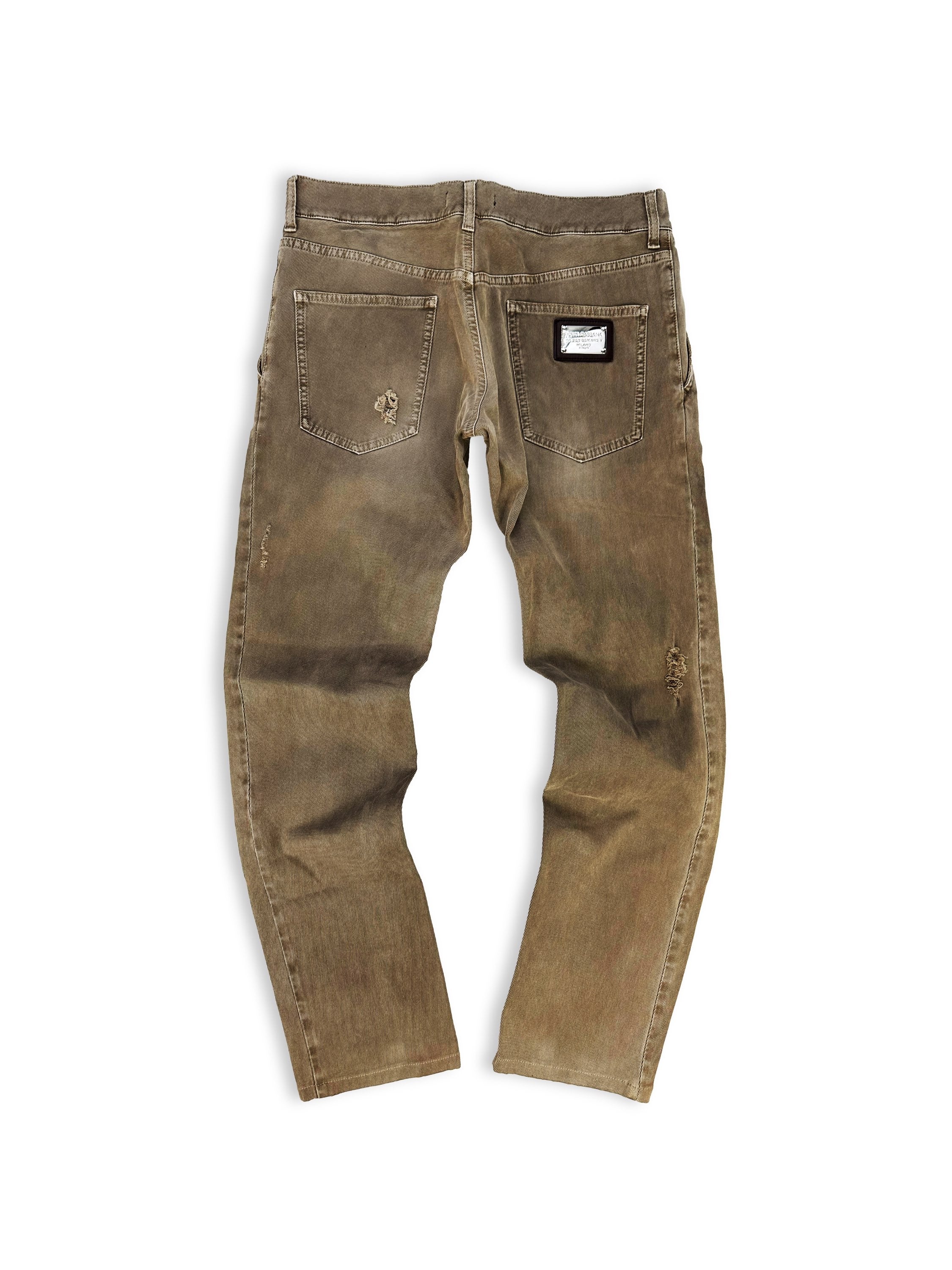 00s Dolce &amp; Gabbana Distressed Boot Cut Corduory Pants