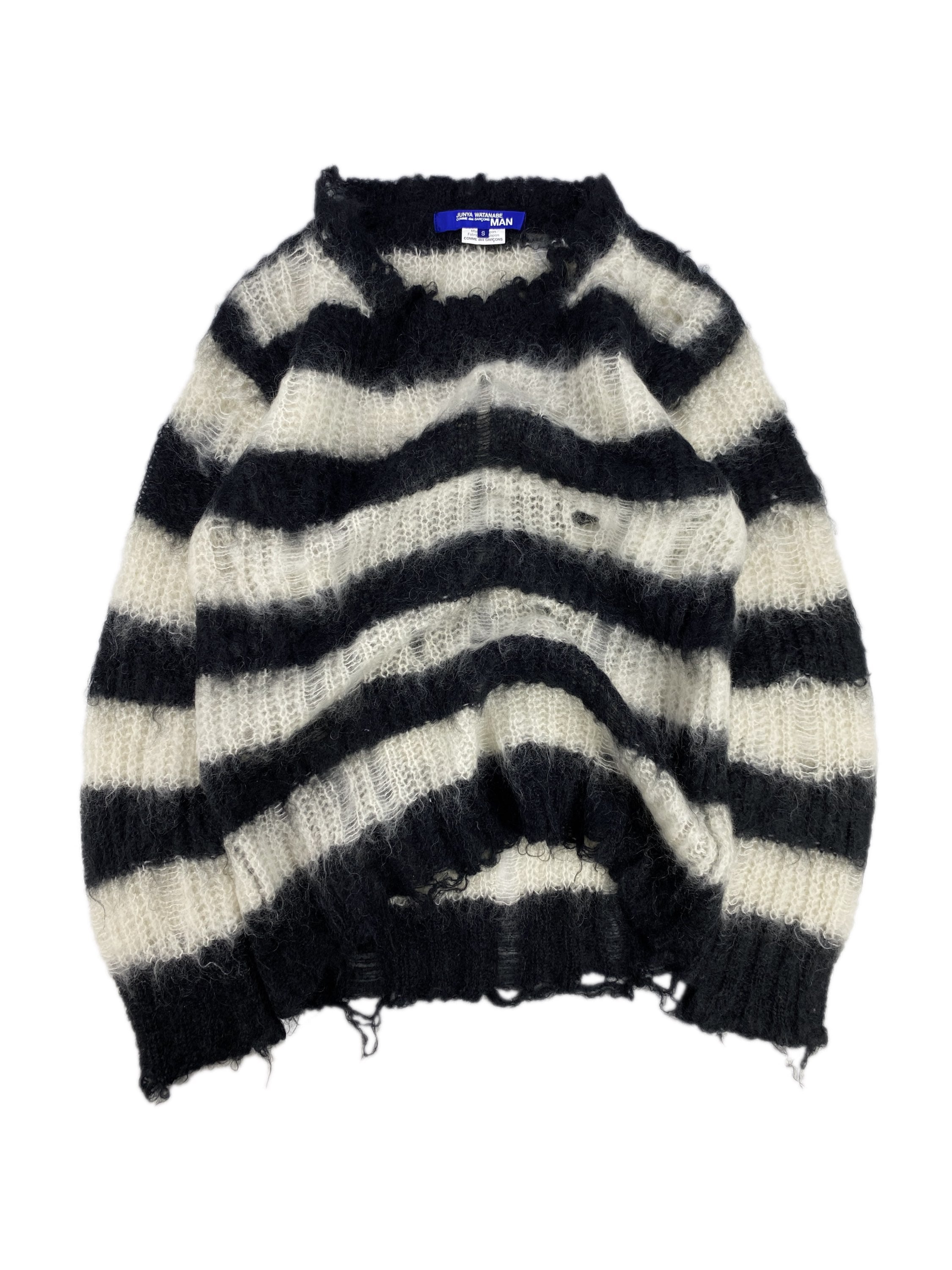 AW14 Junya Watanabe ‘Striped’ Grunge Knit Mohair Sweater